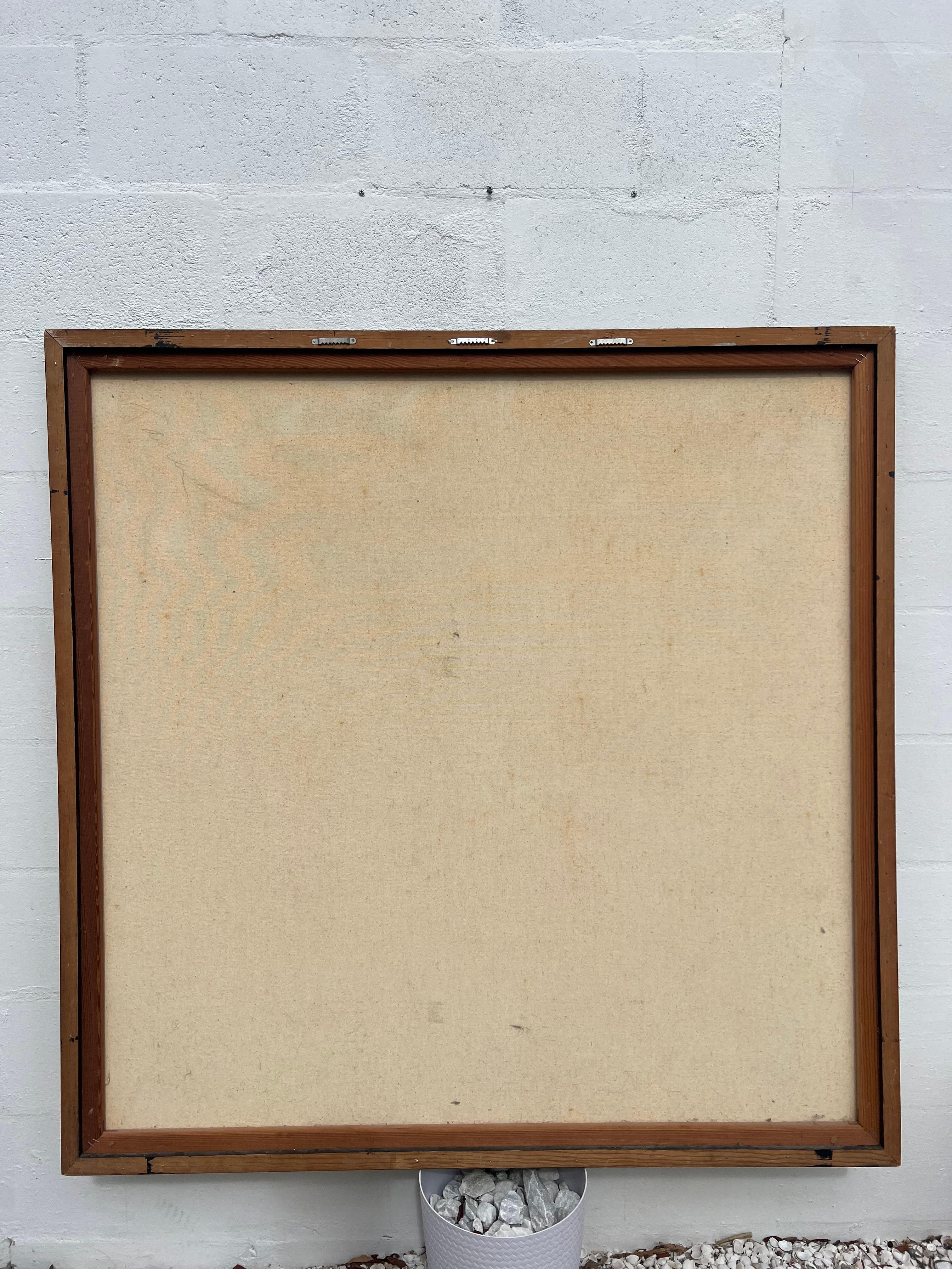 60s XL Thomas Lee Mid Century Modern Floral  Oil Painting Signed Framed For Sale 6