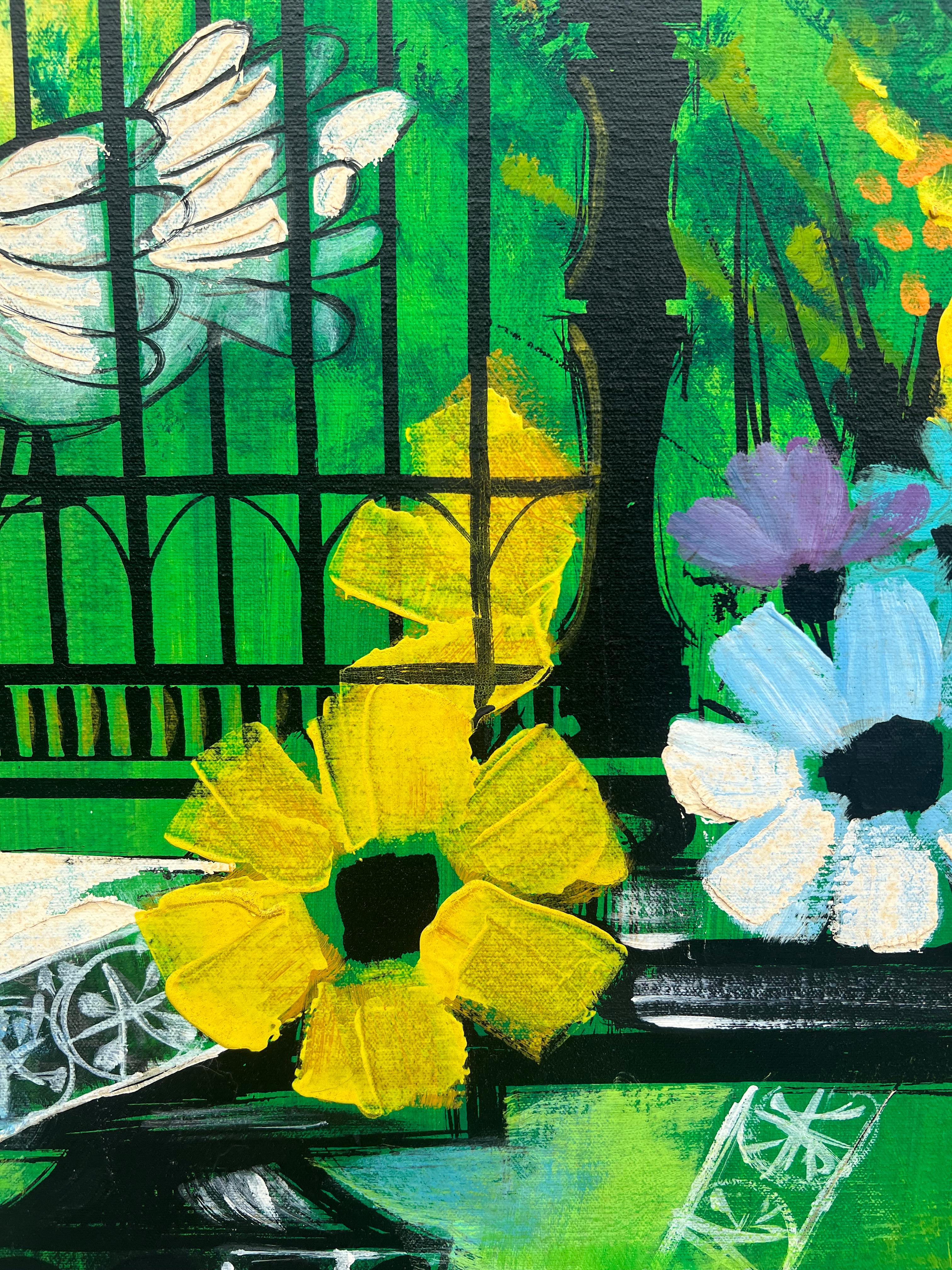 20th Century 60s XL Thomas Lee Mid Century Modern Floral  Oil Painting Signed Framed For Sale