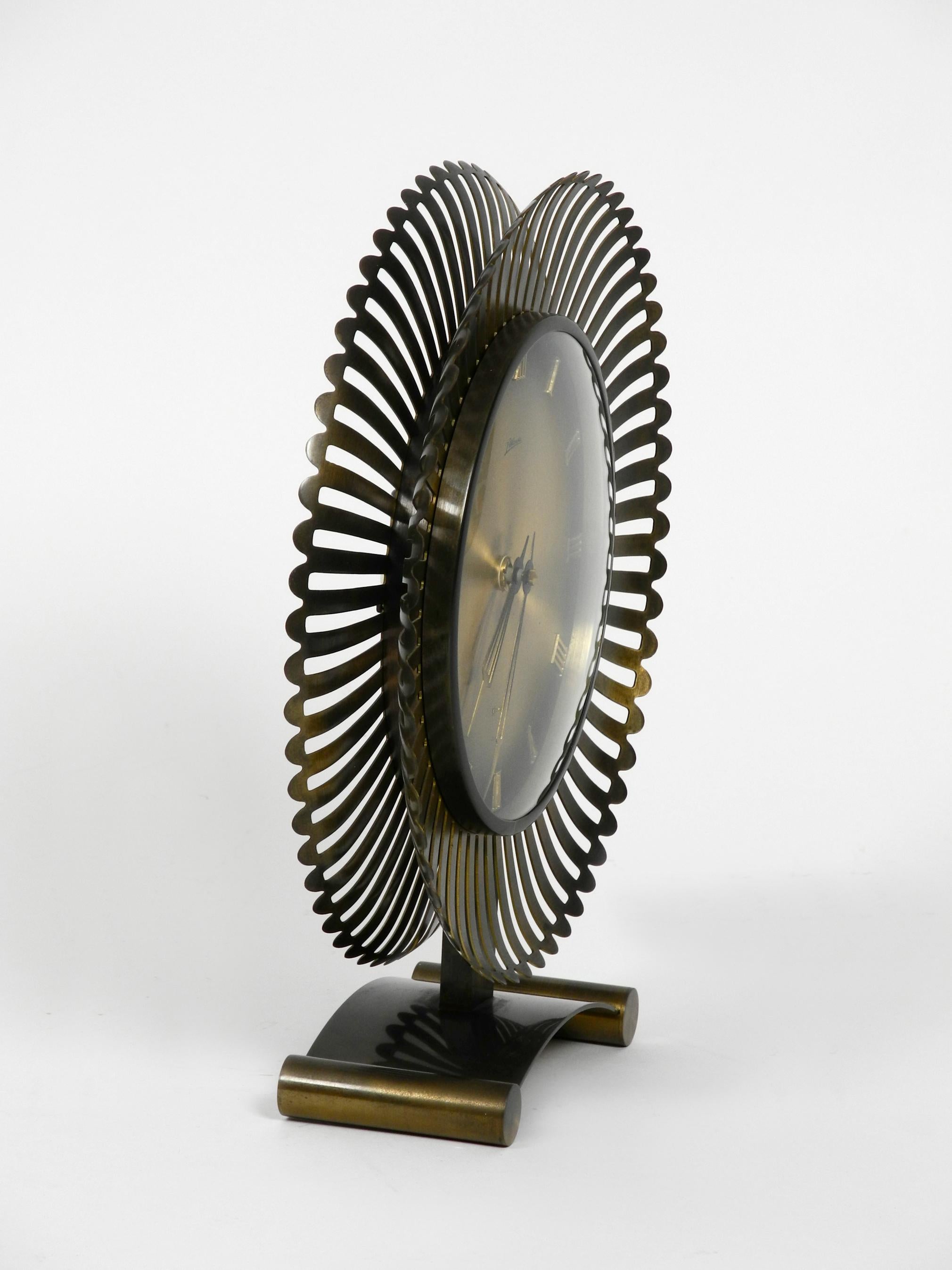Mid-Century Modern 1960s Extra Large Brass Atlanta Universe Sunburst Table Clock