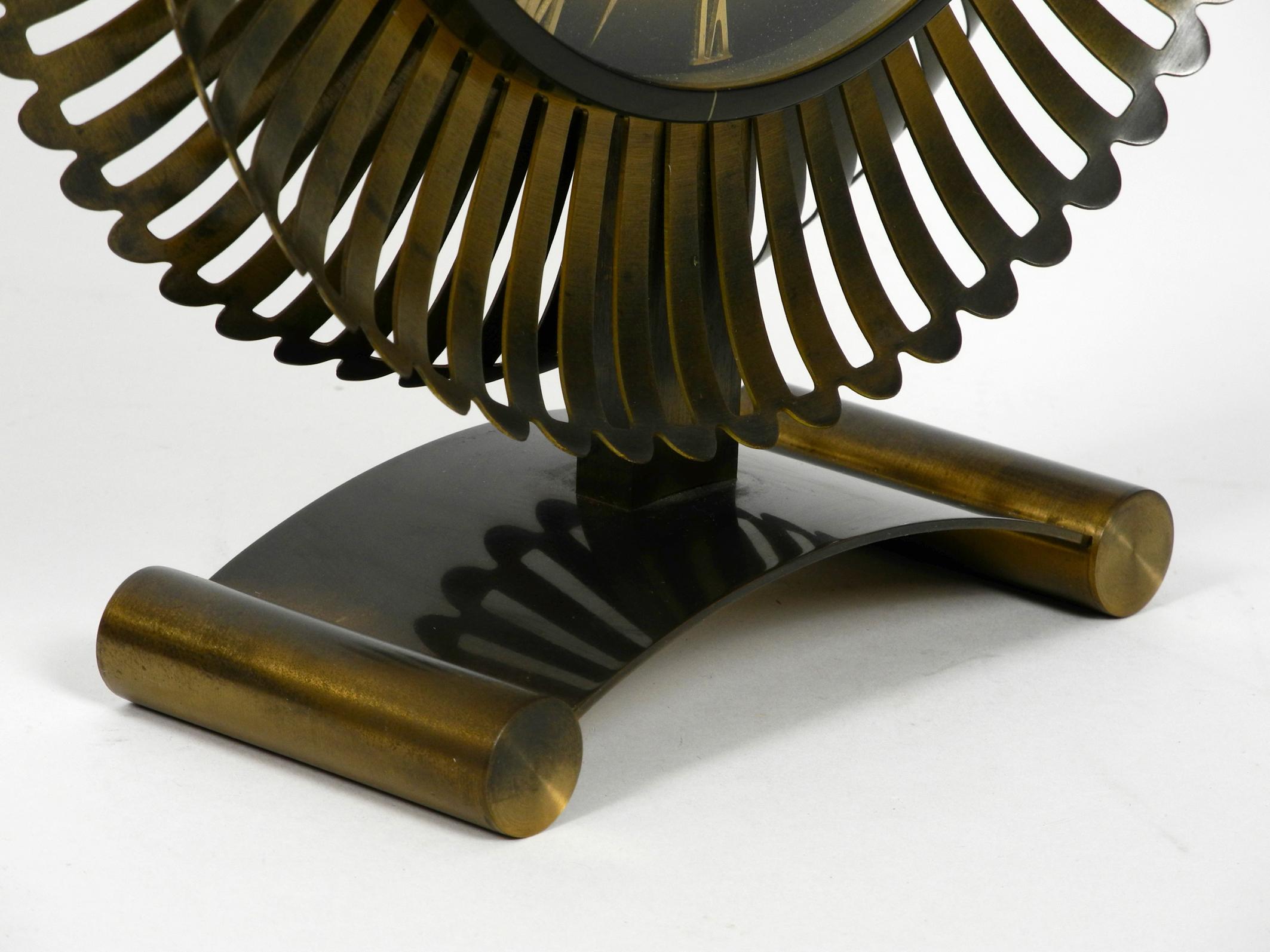 Mid-20th Century 1960s Extra Large Brass Atlanta Universe Sunburst Table Clock