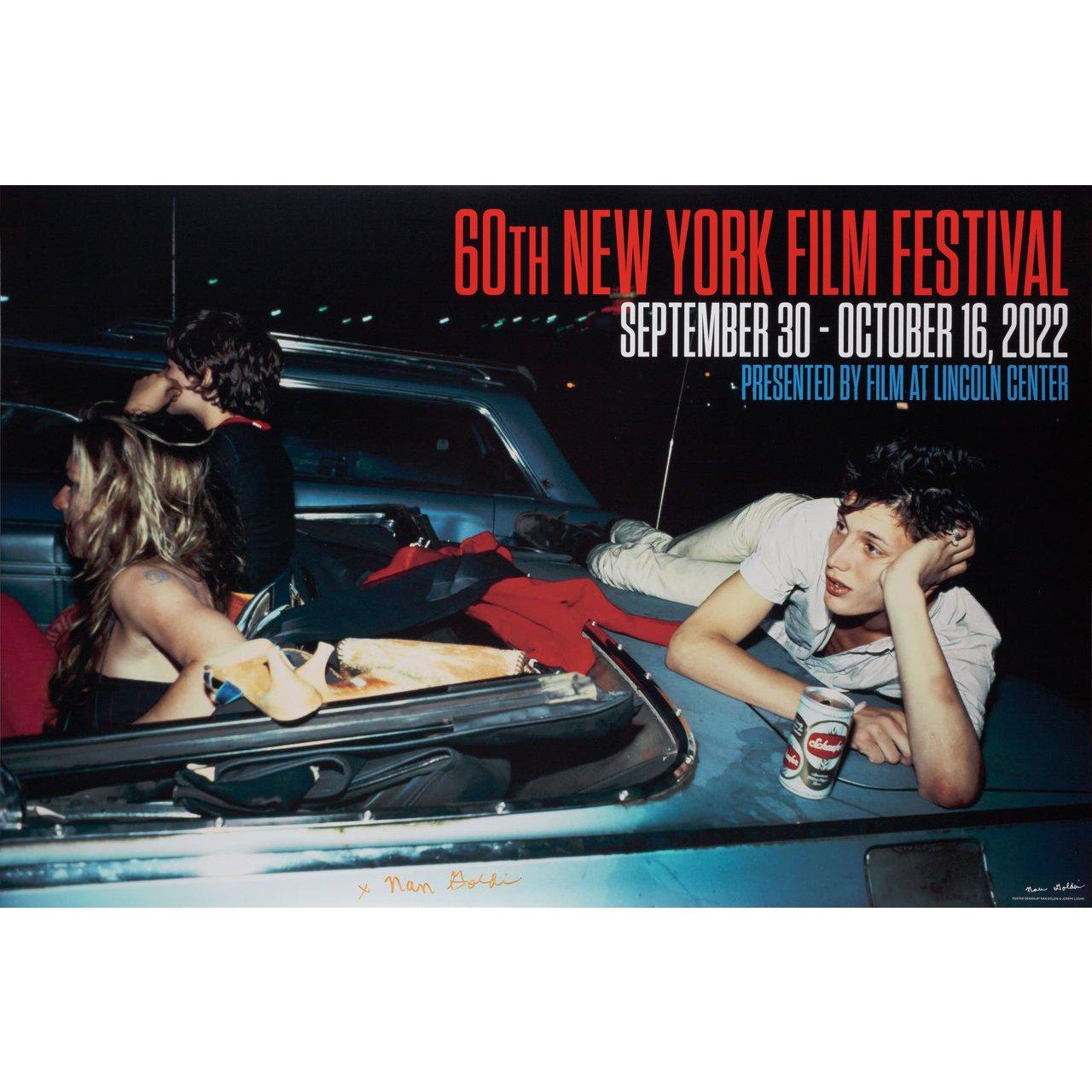 Original 2022 U.S. poster by Nan Goldin for the 1963 festival New York Film Festival. Signed by Nan Goldin. Fine condition, rolled. Please note: the size is stated in inches and the actual size can vary by an inch or more.





