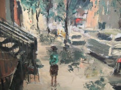 60th St Park Ave and Lexington Ave Oil on Canvas Midcentury New York City