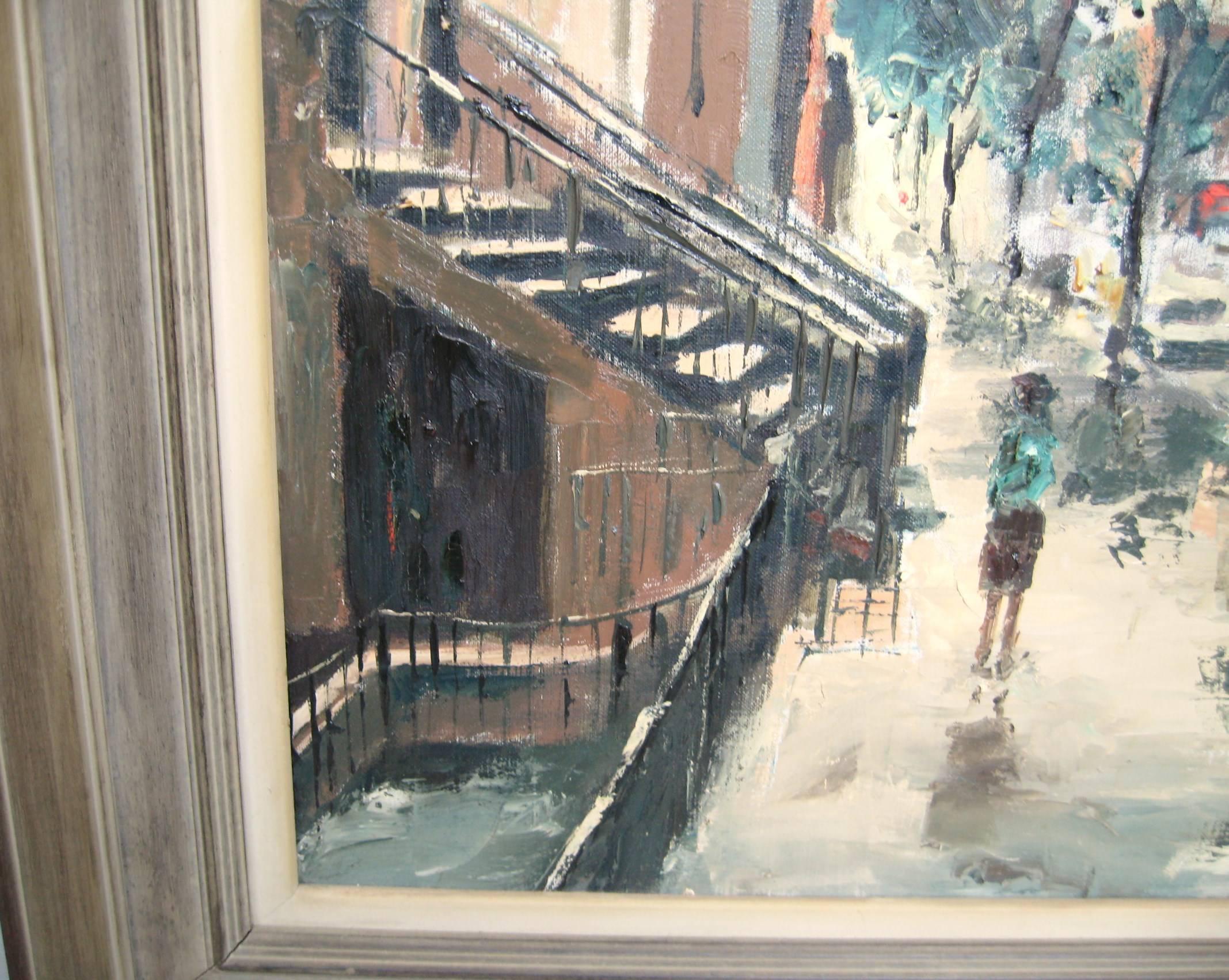 60th St Park Ave y Lexington Ave Óleo sobre lienzo Mediados de siglo Nueva York Moderno de mediados de siglo en venta