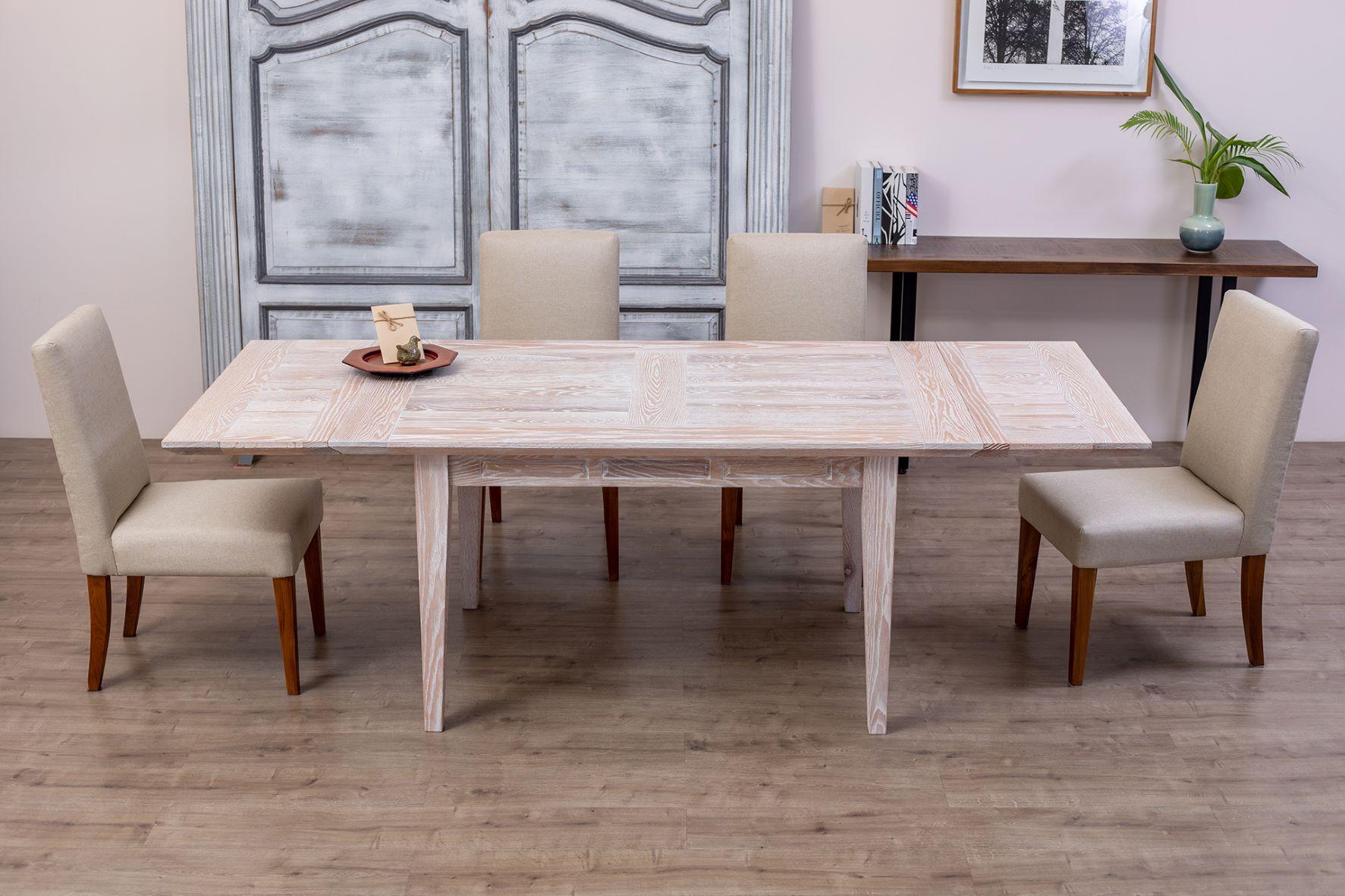 Hand-Crafted Solid Oak Extension Dining Table in Sandblasted Sun Bleached For Sale