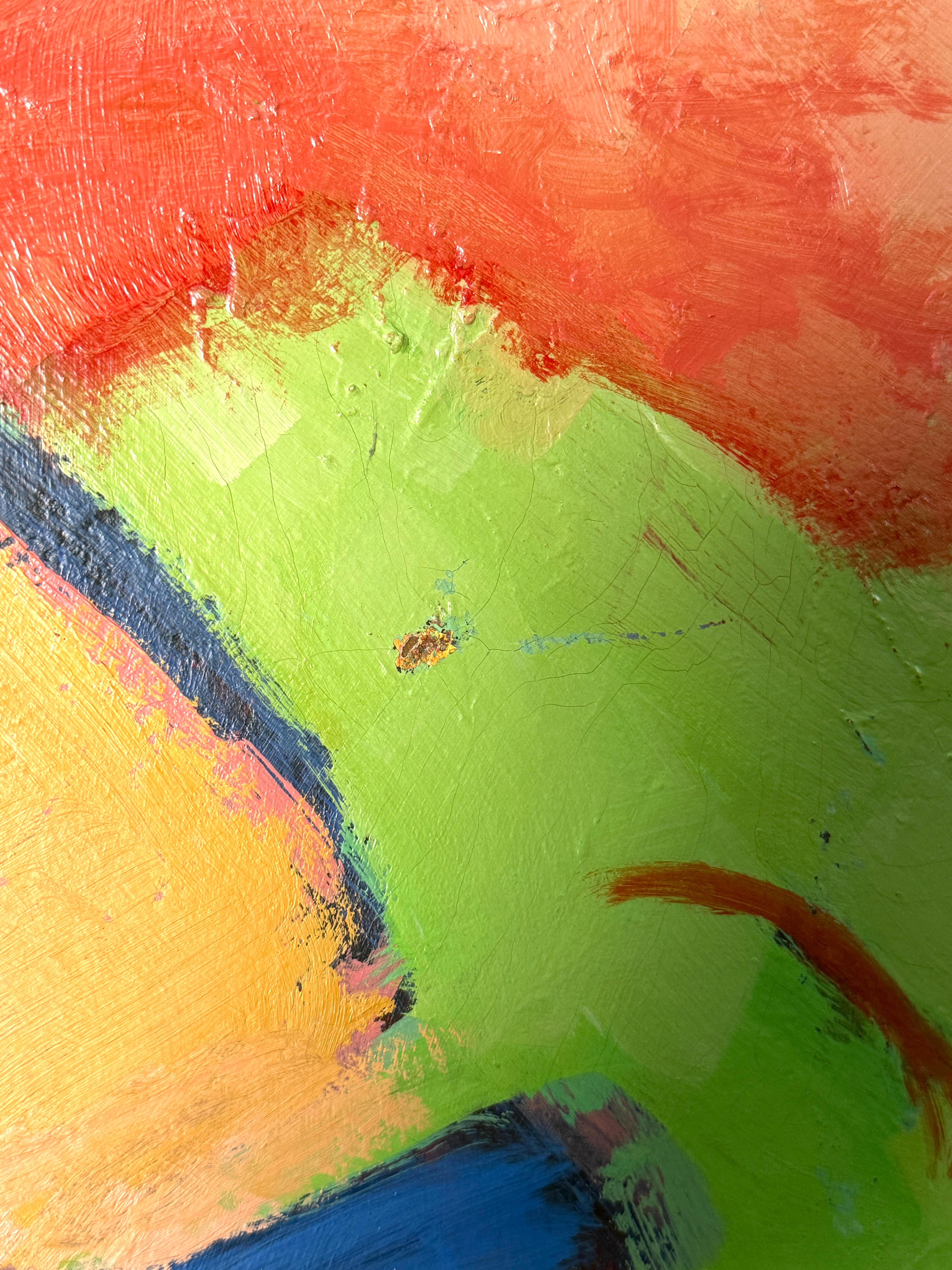 Grande peinture à l'huile abstraite moderne mi-siècle moderne, 60x48, années 1960 en vente 3