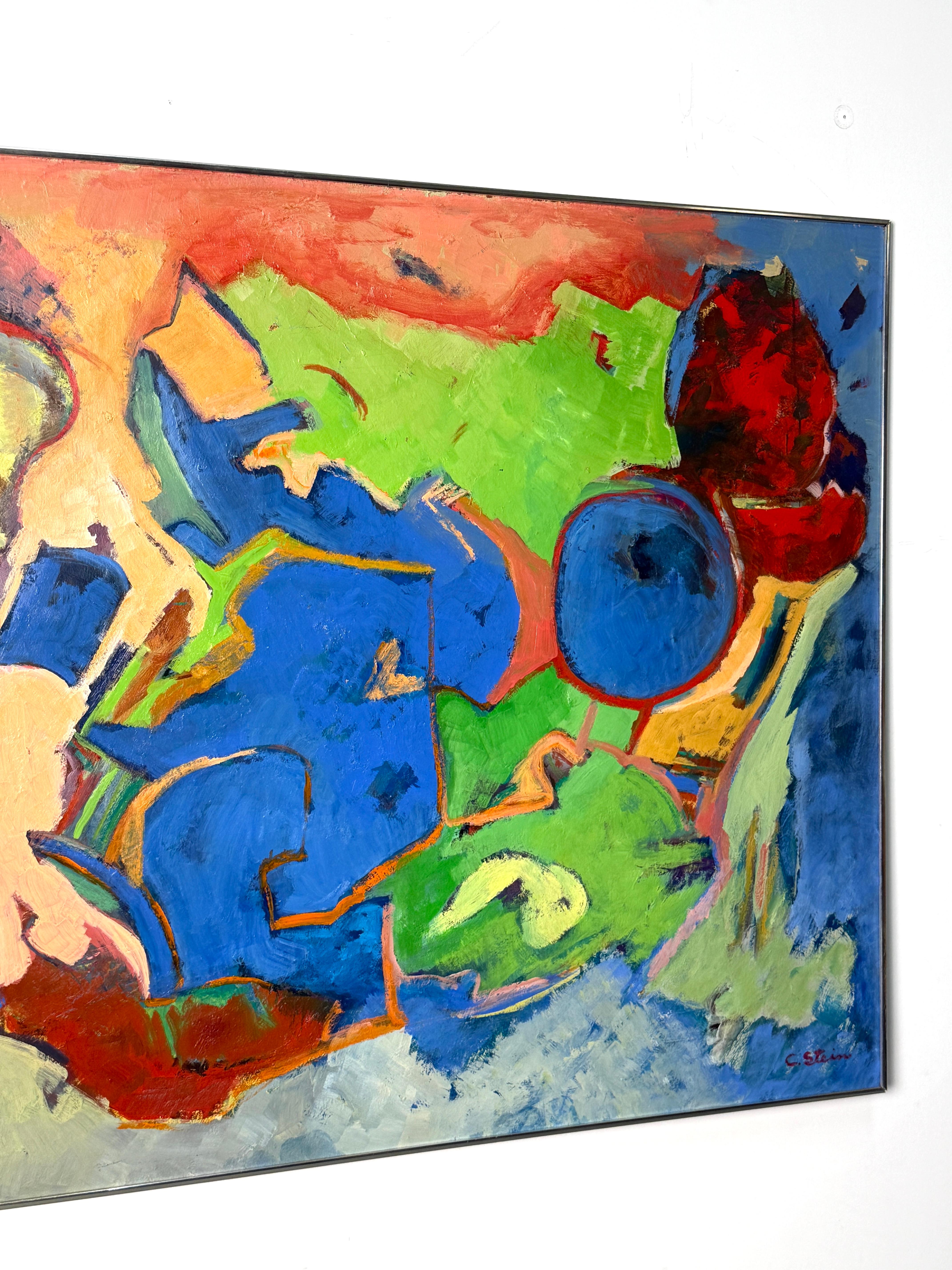 Milieu du XXe siècle Grande peinture à l'huile abstraite moderne mi-siècle moderne, 60x48, années 1960 en vente