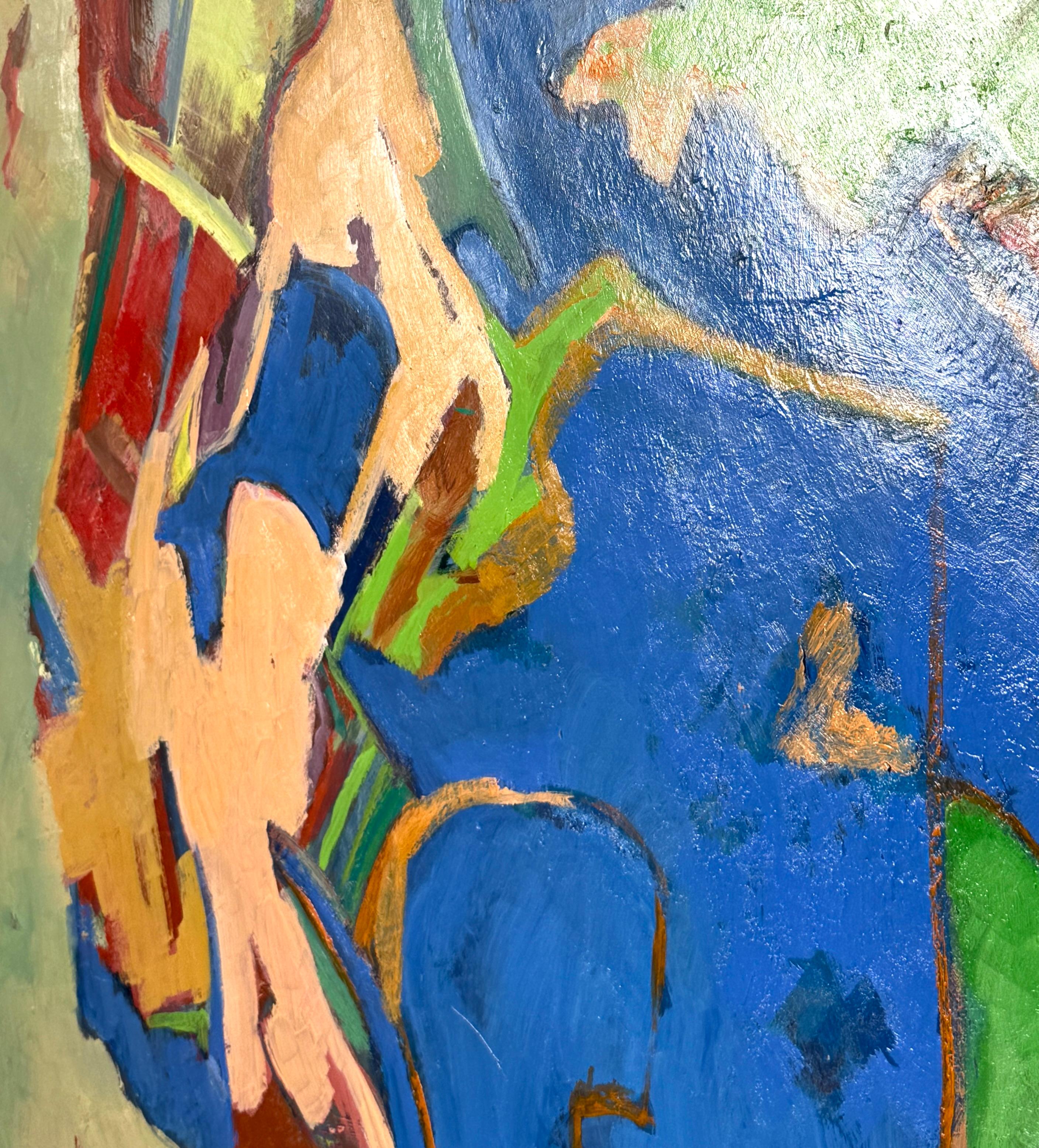 Grande peinture à l'huile abstraite moderne mi-siècle moderne, 60x48, années 1960 en vente 1