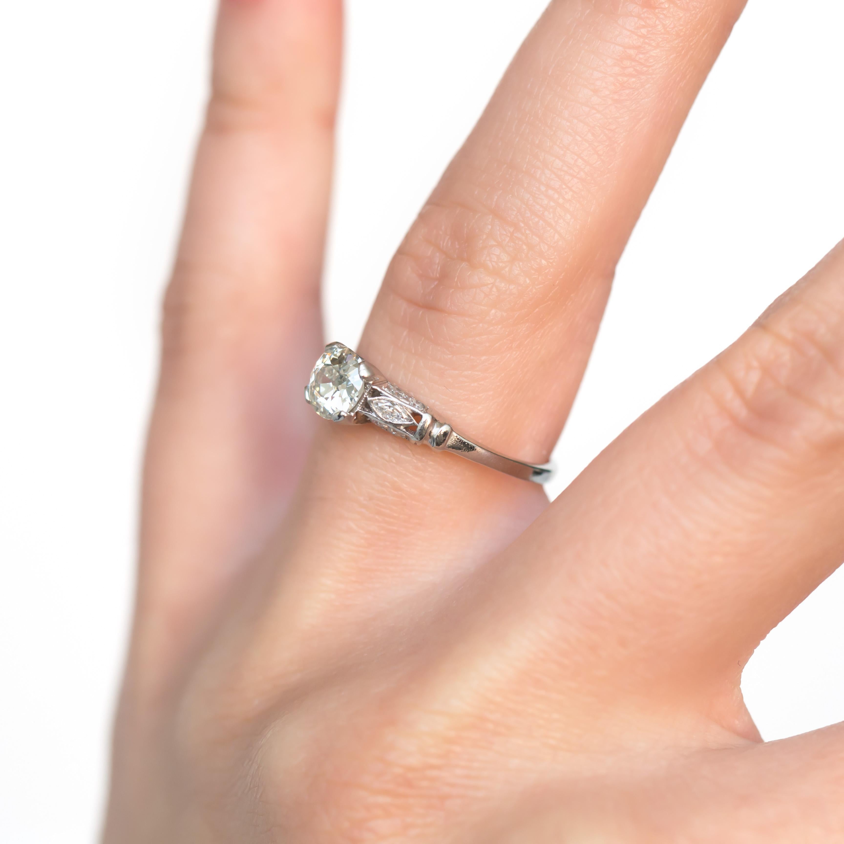 Old European Cut .61 Carat Diamond Engagement Ring For Sale