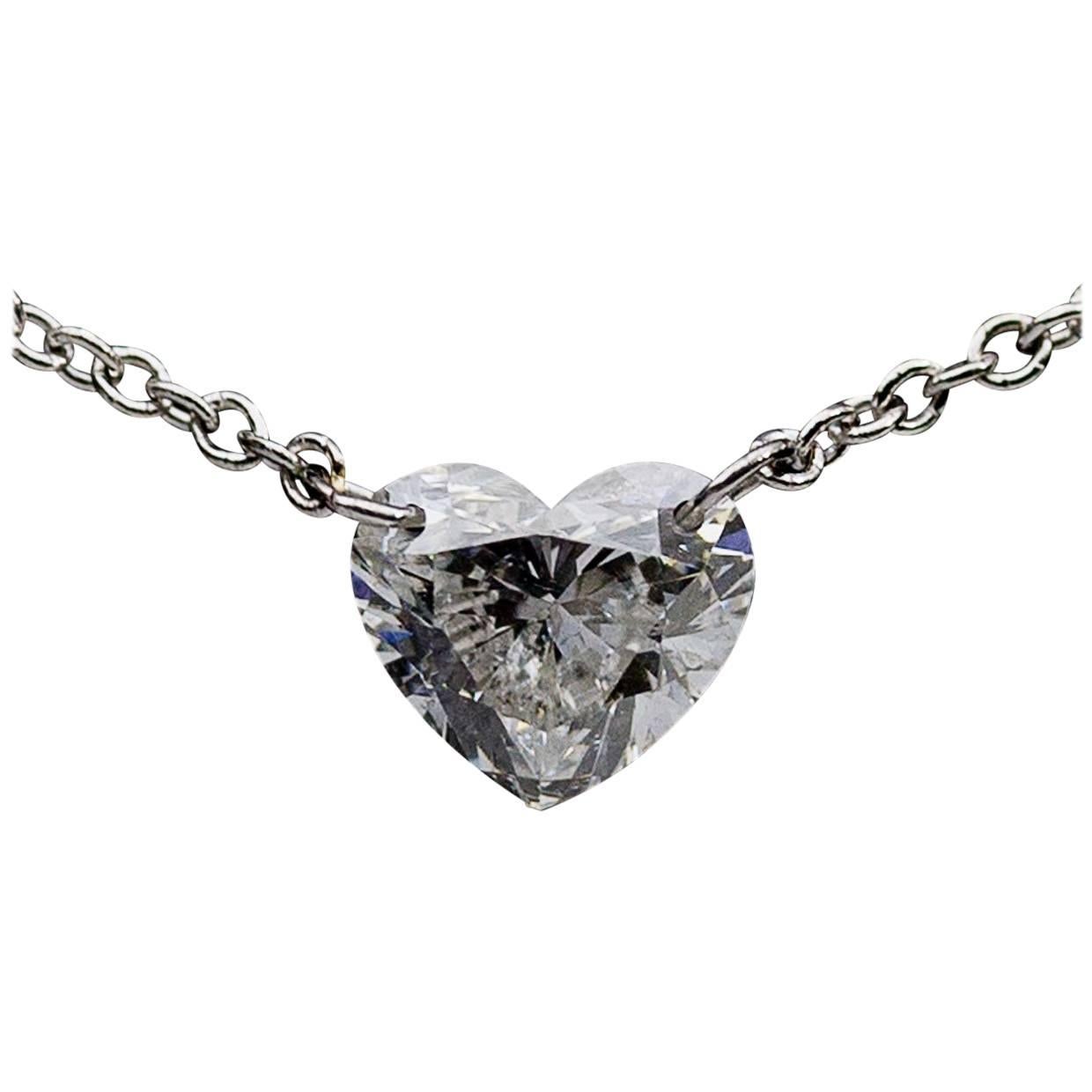 .61 Carat Heart Diamond 14 Karat White Gold Pendant