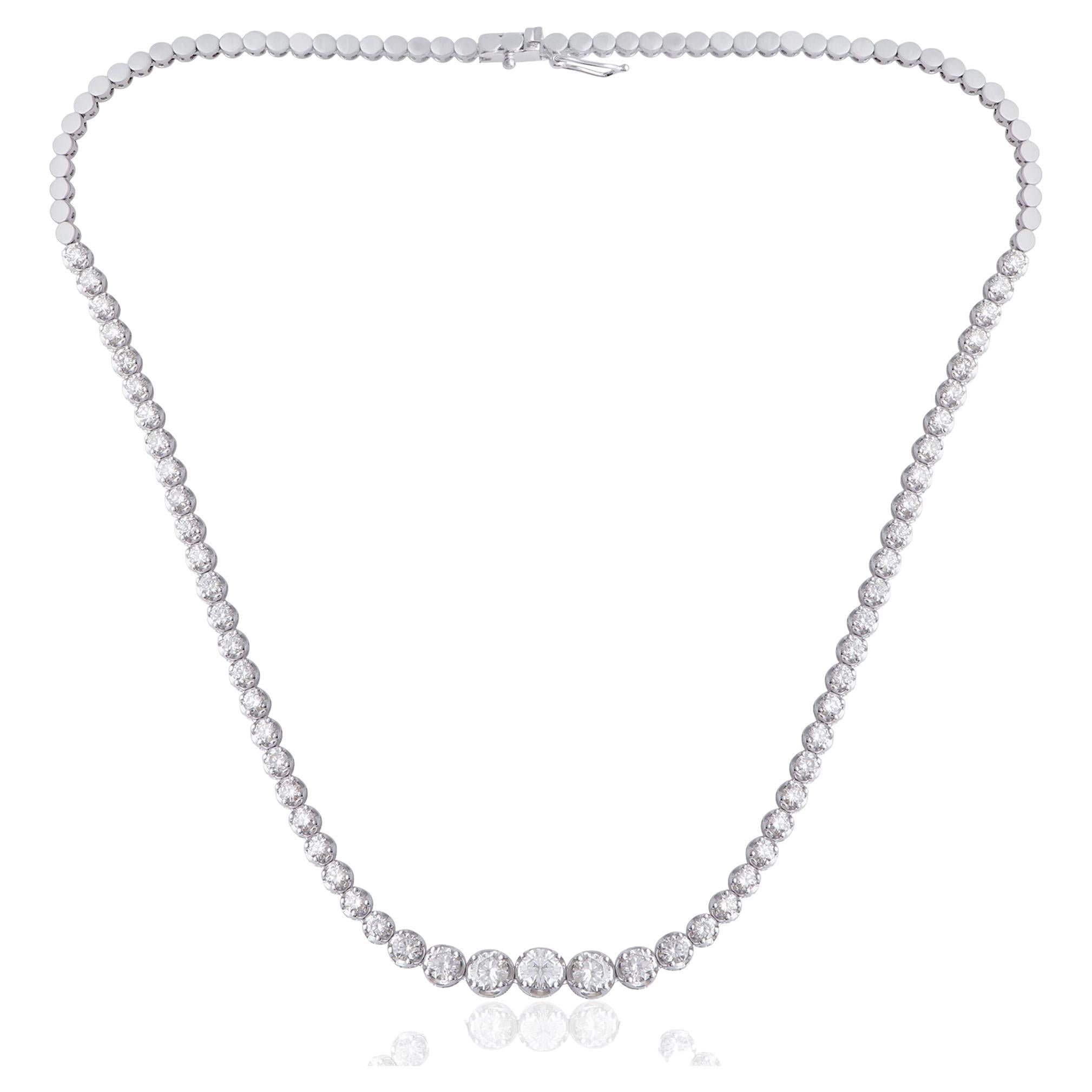 6.1 Carat SI Clarity HI Color Diamond Chain Necklace 18 Karat White Gold Jewelry