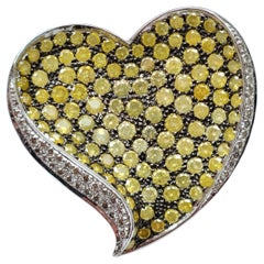 Retro 6.1 Carat Greenish Yellow Heart Shaped Pendent Brooch