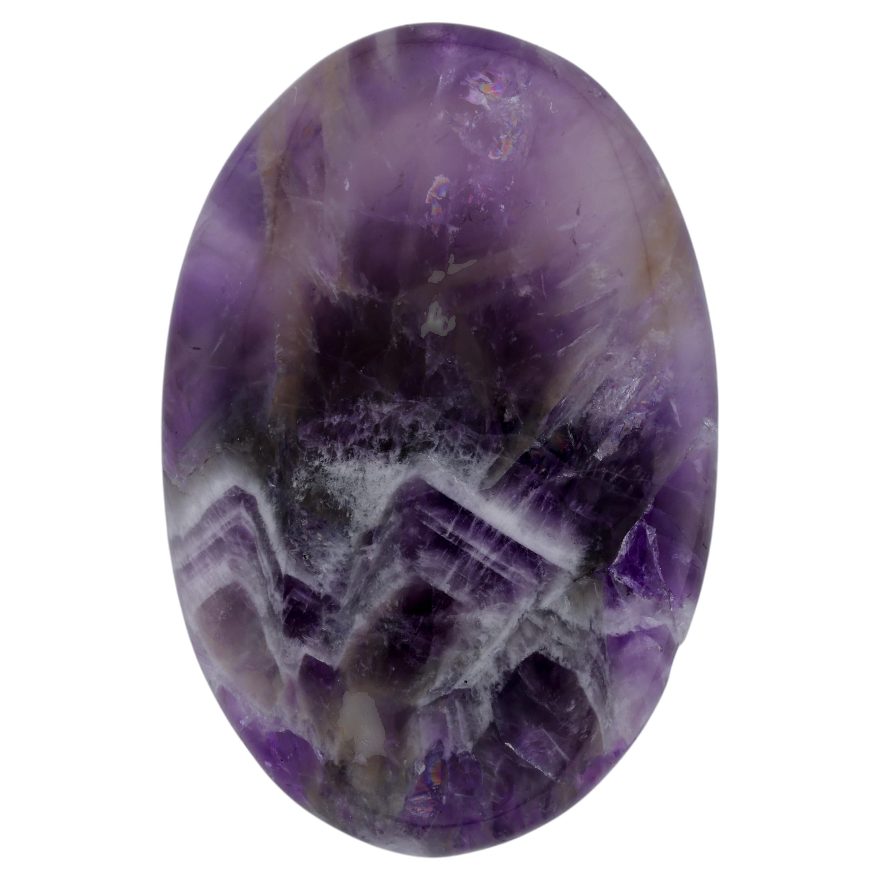 61 Karat, Ovaler Amethyst-Cabochon, Chevron-Amethyst