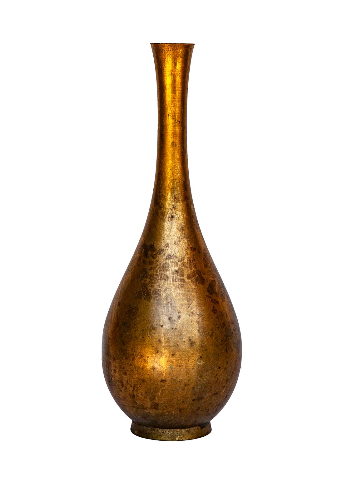 Mid-Century Modern Mid century Japanese Gilt & Acid Washed Bronze Bud Vase For Sale