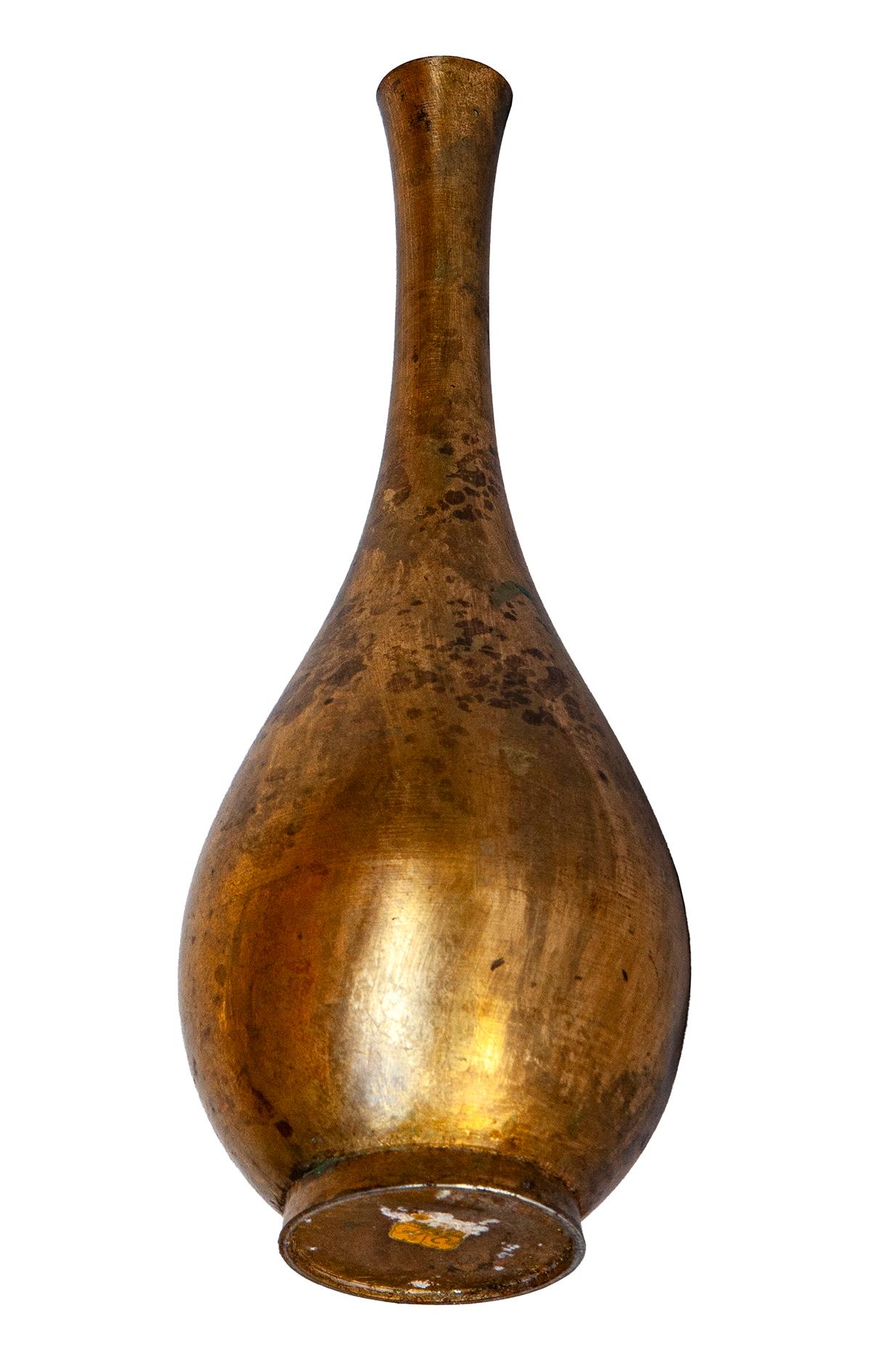 Mid century Japanese Gilt & Acid Washed Bronze Bud Vase For Sale 2