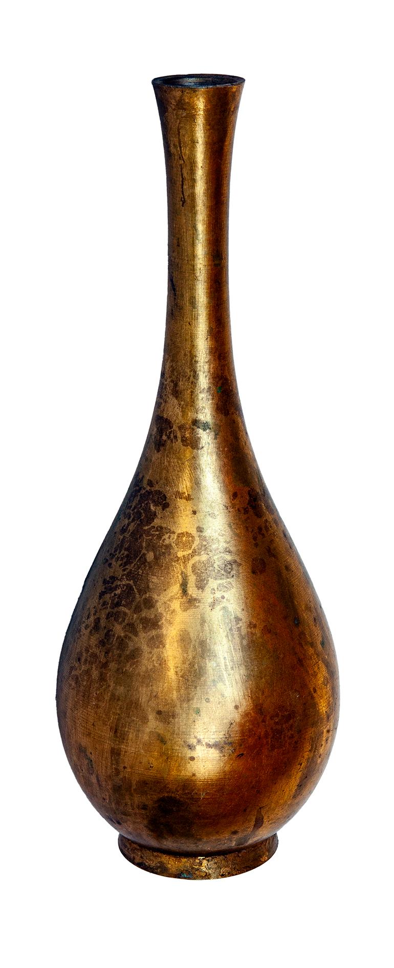 Mid century Japanese Gilt & Acid Washed Bronze Bud Vase For Sale 3