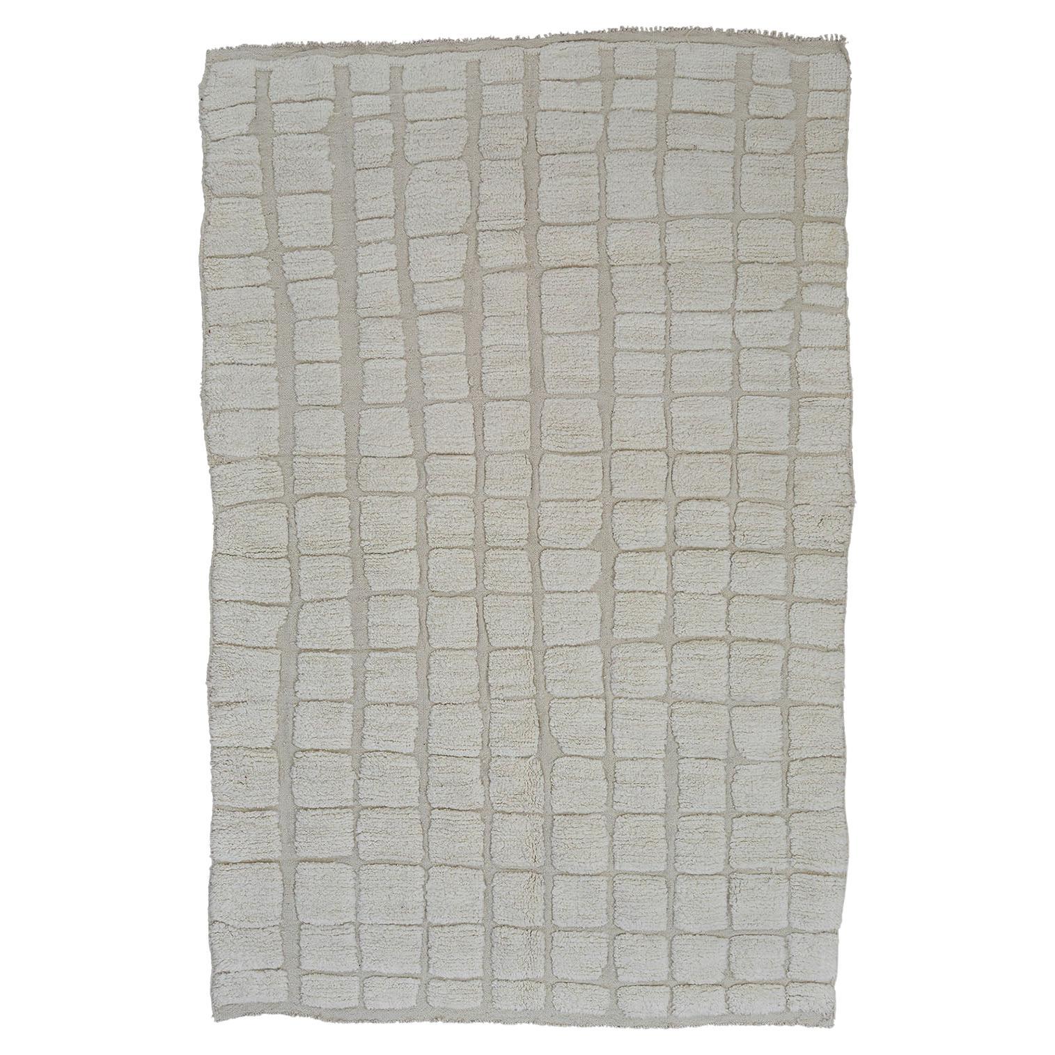 6’1” x 9’7.5” Columba Ivory Handmade Moroccan Wool Beni Ouarain Rug