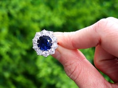 6.10 Carat Basaltic Sapphire 2.65 Carat Diamond 18k Yellow Gold Ring