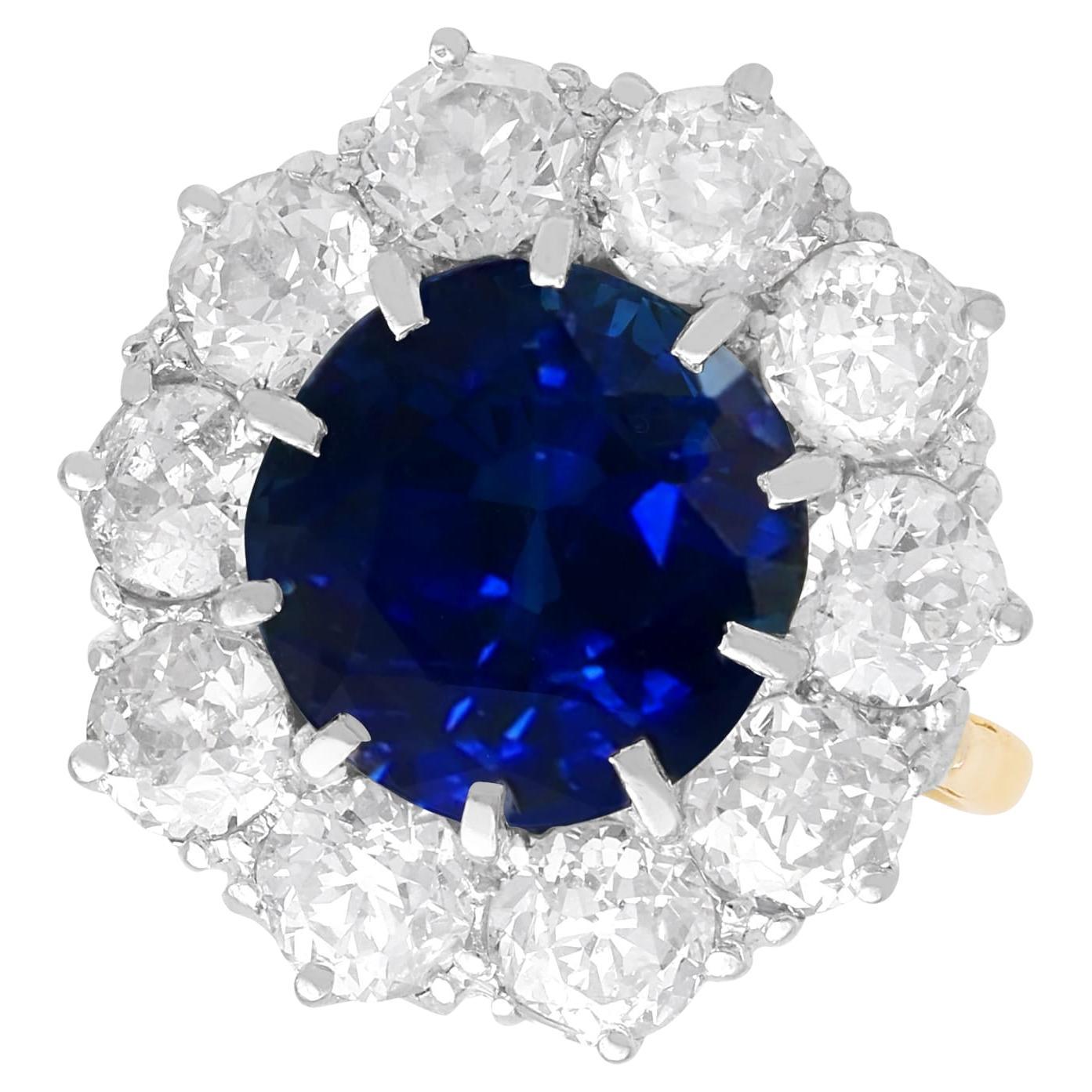 Anello in oro giallo 18k con zaffiro basaltico da 6,10 carati e diamante da 2,65 carati in vendita