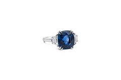 Roman Malakov 6.10 Carats Cushion Cut Blue Sapphire Three-Stone Engagement Ring
