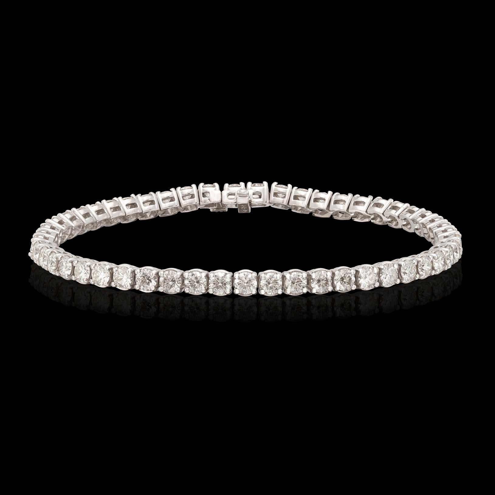 Pulsera Línea Diamantes y Oro Blanco 14k de 6,10 quilates en Excelente estado para la venta en San Francisco, CA