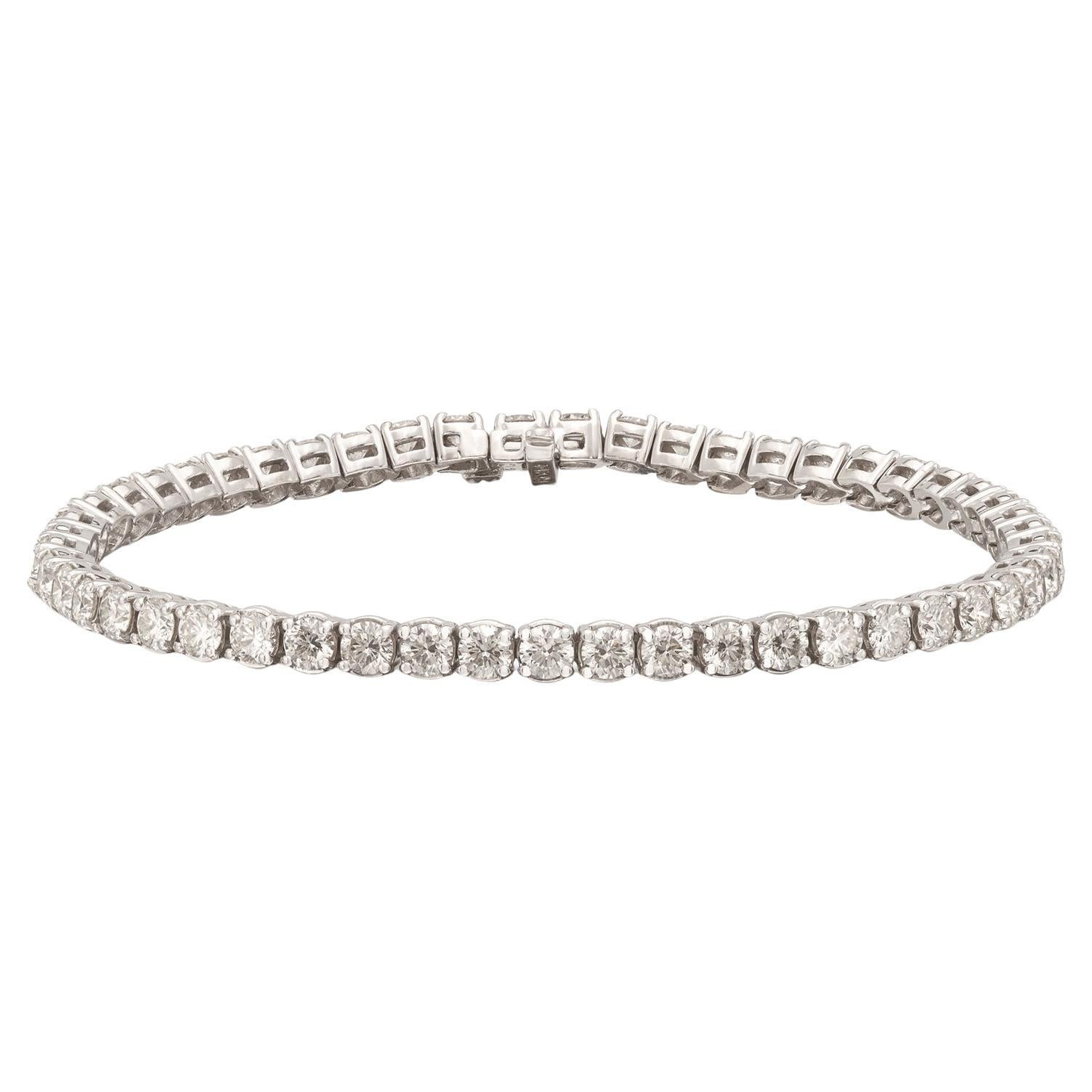 Bracelet ligne en or blanc 14k et diamant 6.10 carats