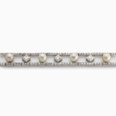 Bracciale di diamanti e perle da 6,10 carati in platino 850