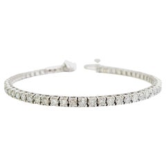 6.10 Carat Natural Diamond Tennis Bracelet in 14 Karat White Gold