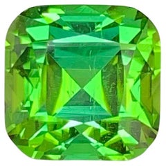 6.10 Carat Natural Loose Bluish Green Tourmaline Cushion Cut Afghan Gemstone