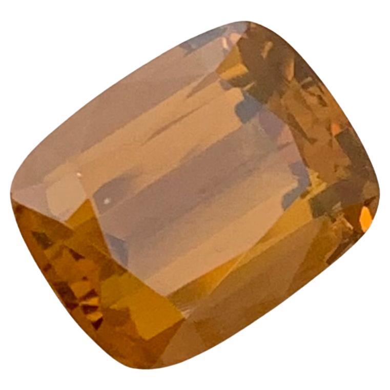 6.10 Carat Natural Loose Brown Citrine Cushion Shape Gem For Jewellery Making  For Sale