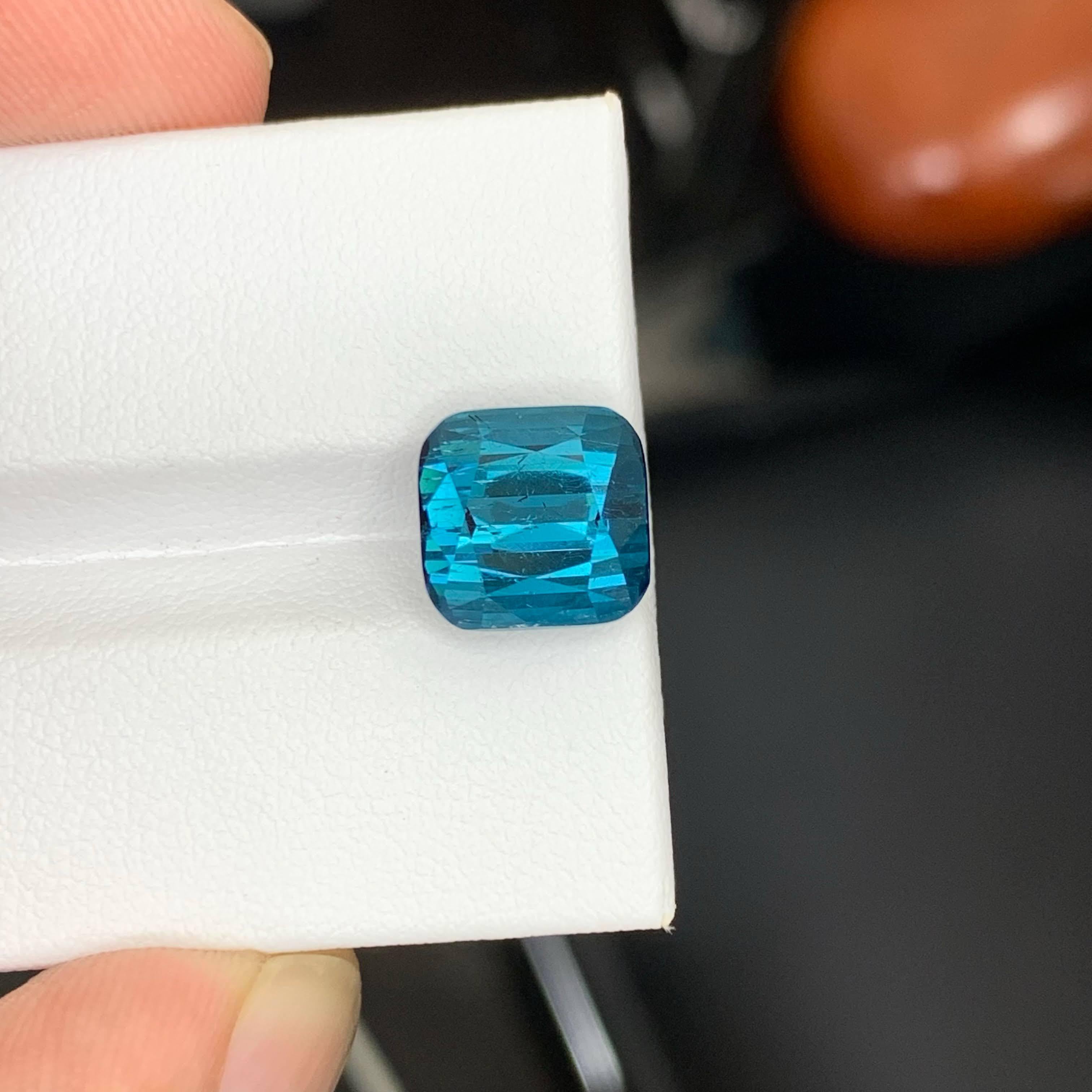 Taglio cuscino 6.10 carati di tormalina blu Lagoon naturale sfusa con taglio a cuscino Gemma afgana in vendita