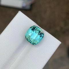 6.10 Carat Natural Loose Seafoam Tourmaline Cushion Shape Gemstone