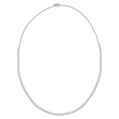 6.10 Carat Natural Pear Diamond Graduated Riviera Necklace 18K White Gold