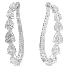Pendientes de diamantes talla brillante redonda pera SI/H de 6,10 quilates y 18 quilates de oro blanco