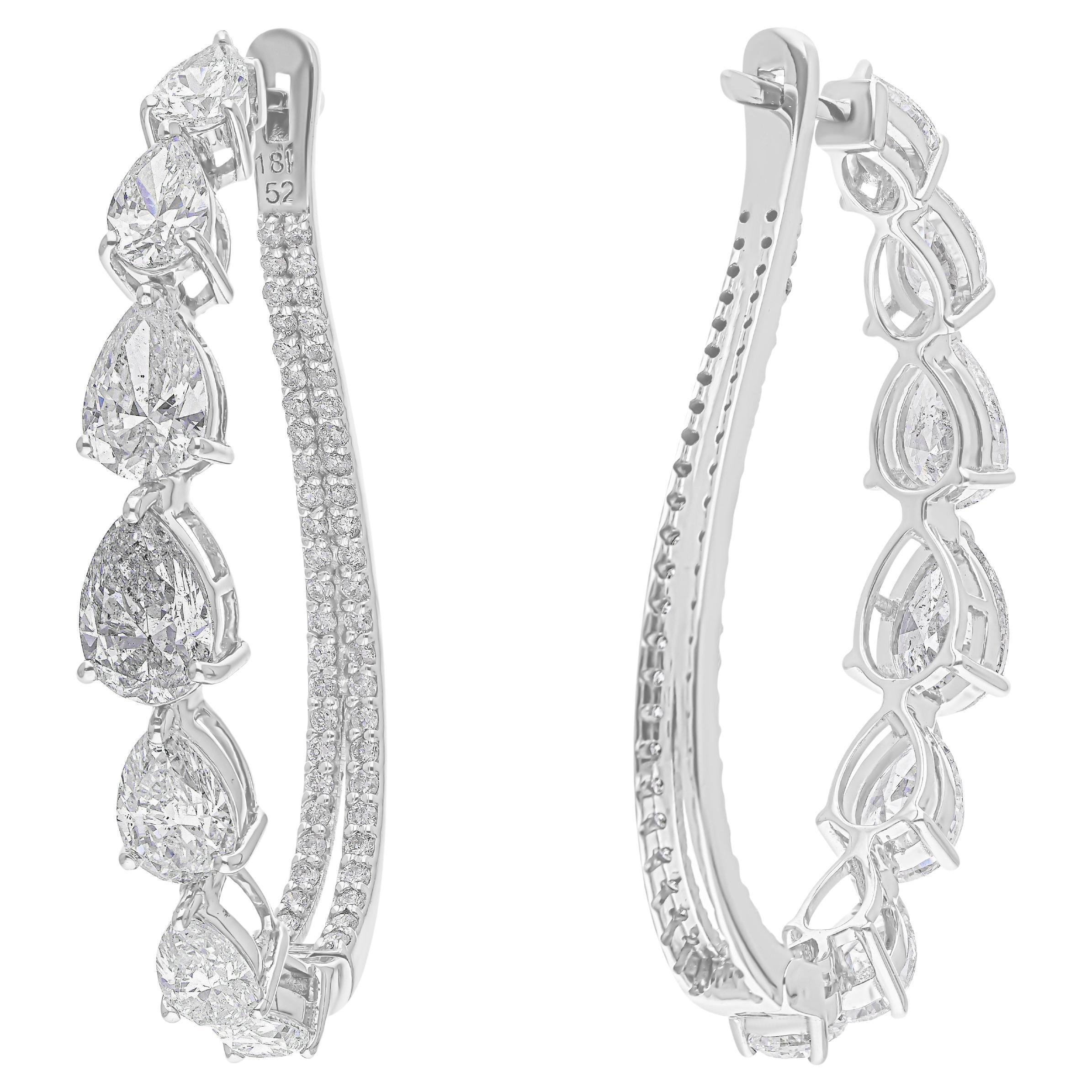 Boucles d
oreilles 6.10 Carat SI/H Pear Round Brilliant Cut Diamond Gold 18 Karat White Gold