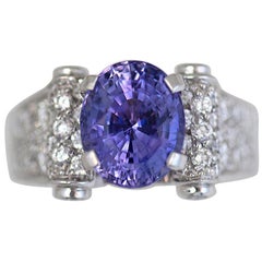 6.10 Carat TW Violet Sapphire and Diamond Ring