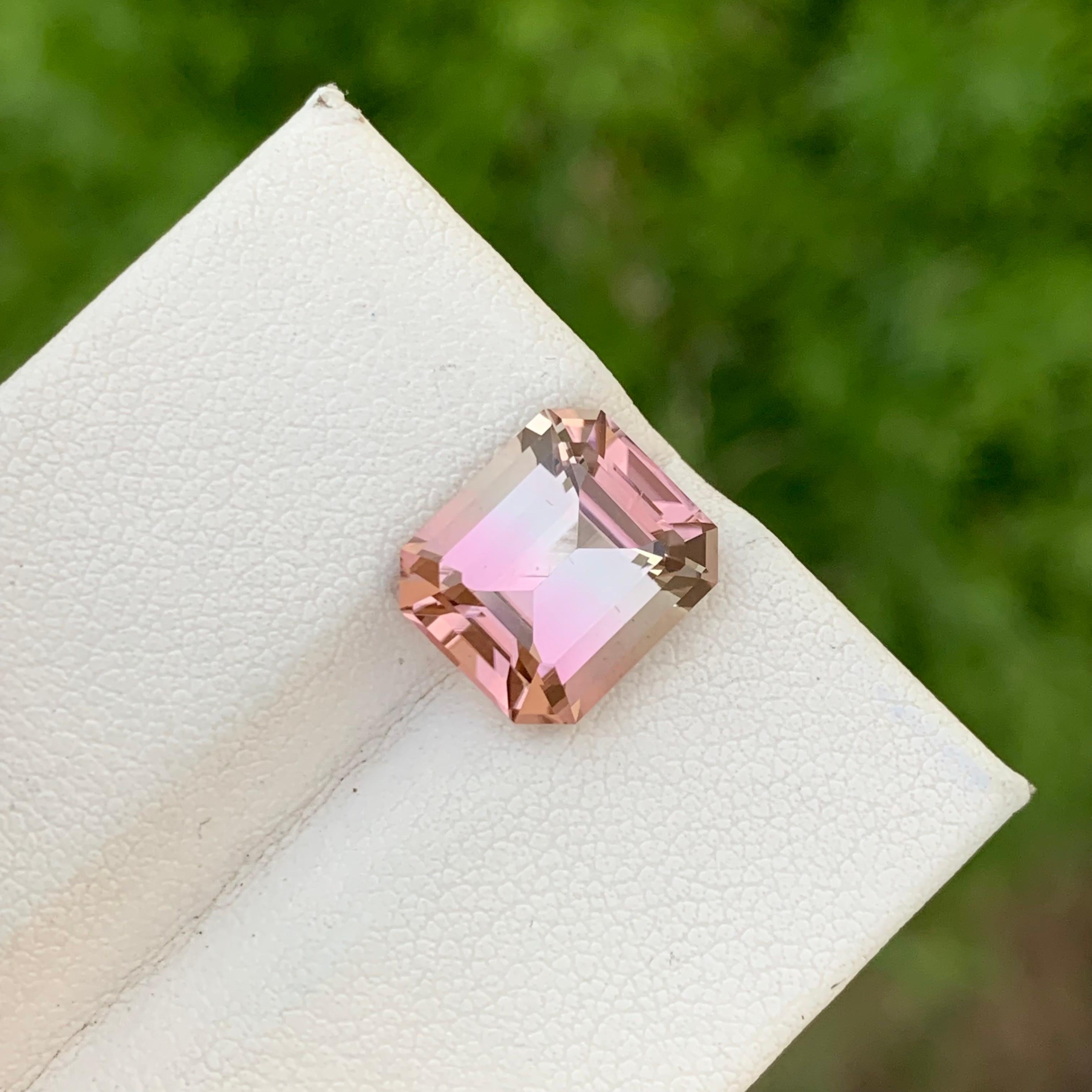 6.10 Carats Natural Pink Bicolor Loose Tourmaline Emerald Shape Ring Gemstone  For Sale 4