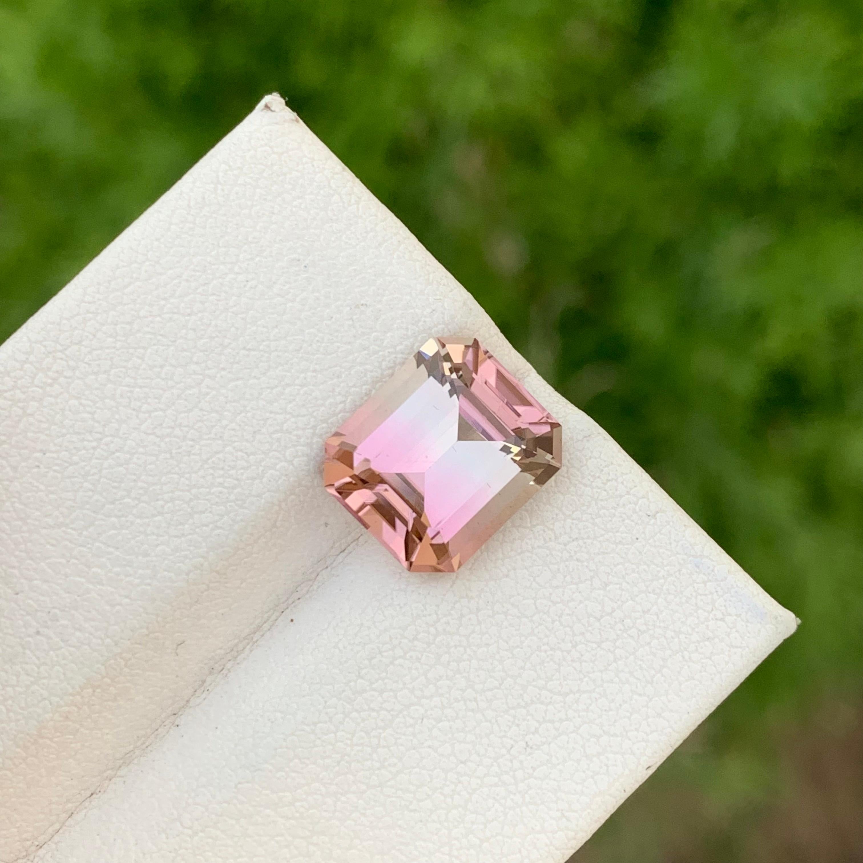 6.10 Carats Natural Pink Bicolor Loose Tourmaline Emerald Shape Ring Gemstone  For Sale 5