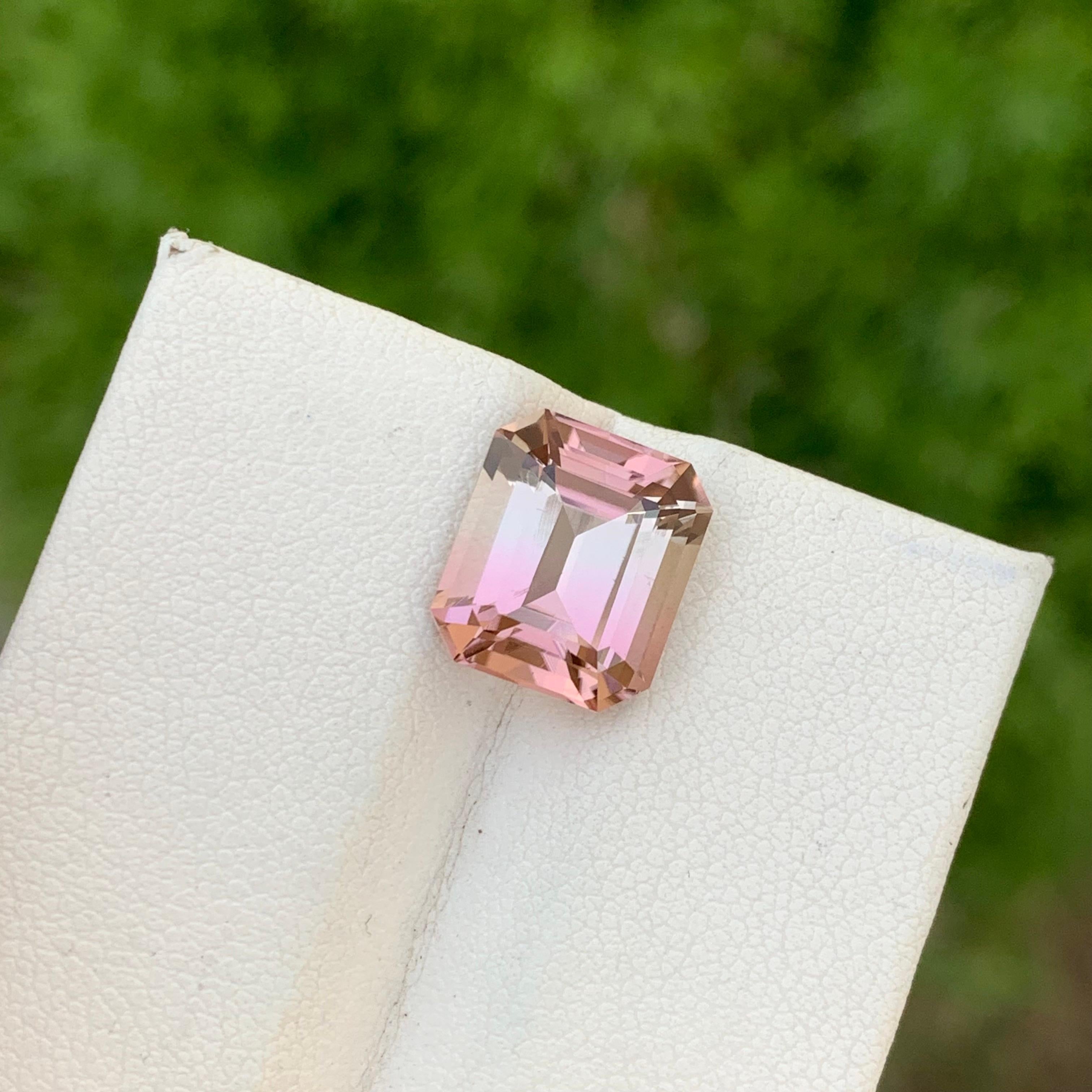 6.10 Carats Natural Pink Bicolor Loose Tourmaline Emerald Shape Ring Gemstone  For Sale 6