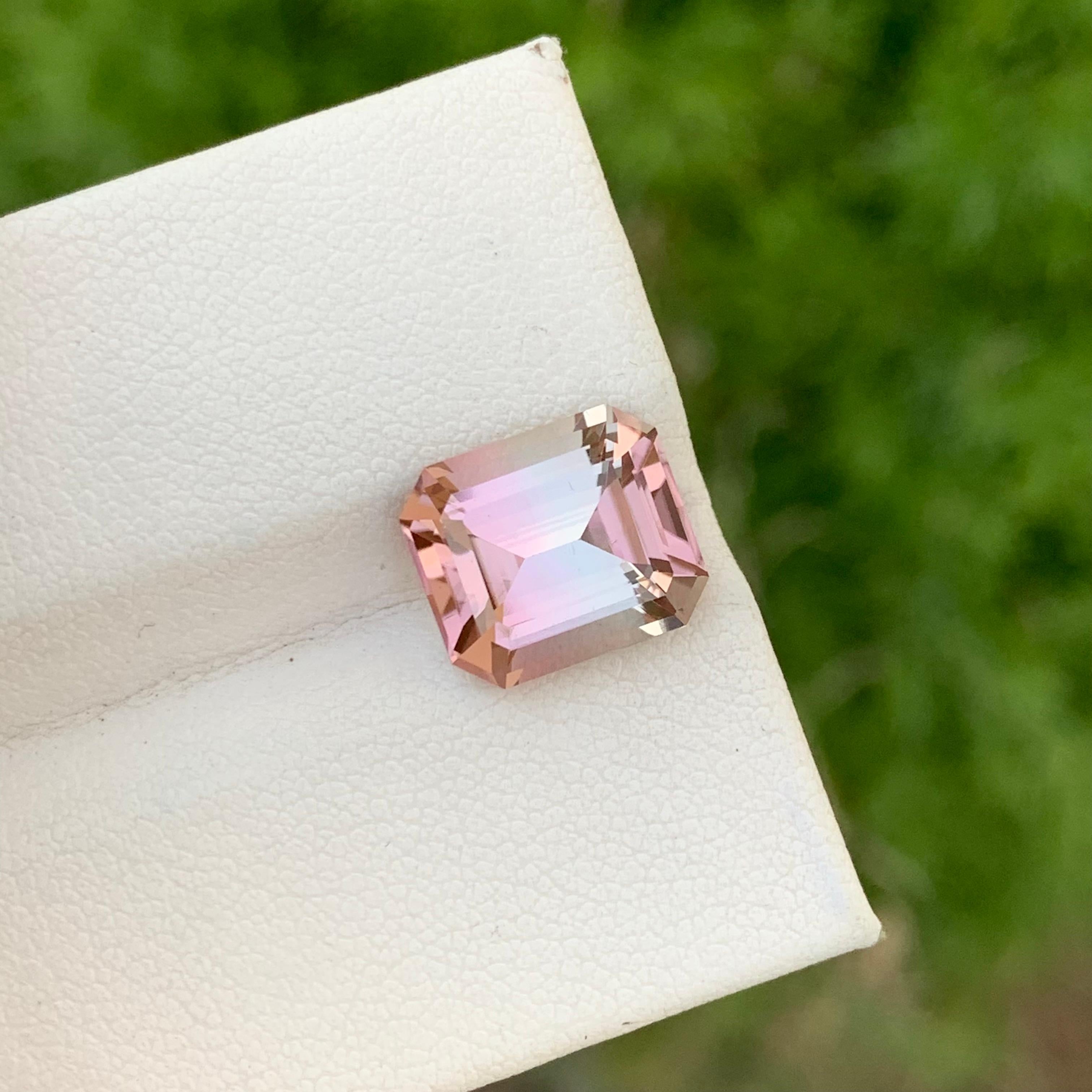 6.10 Carats Natural Pink Bicolor Loose Tourmaline Emerald Shape Ring Gemstone  For Sale 7