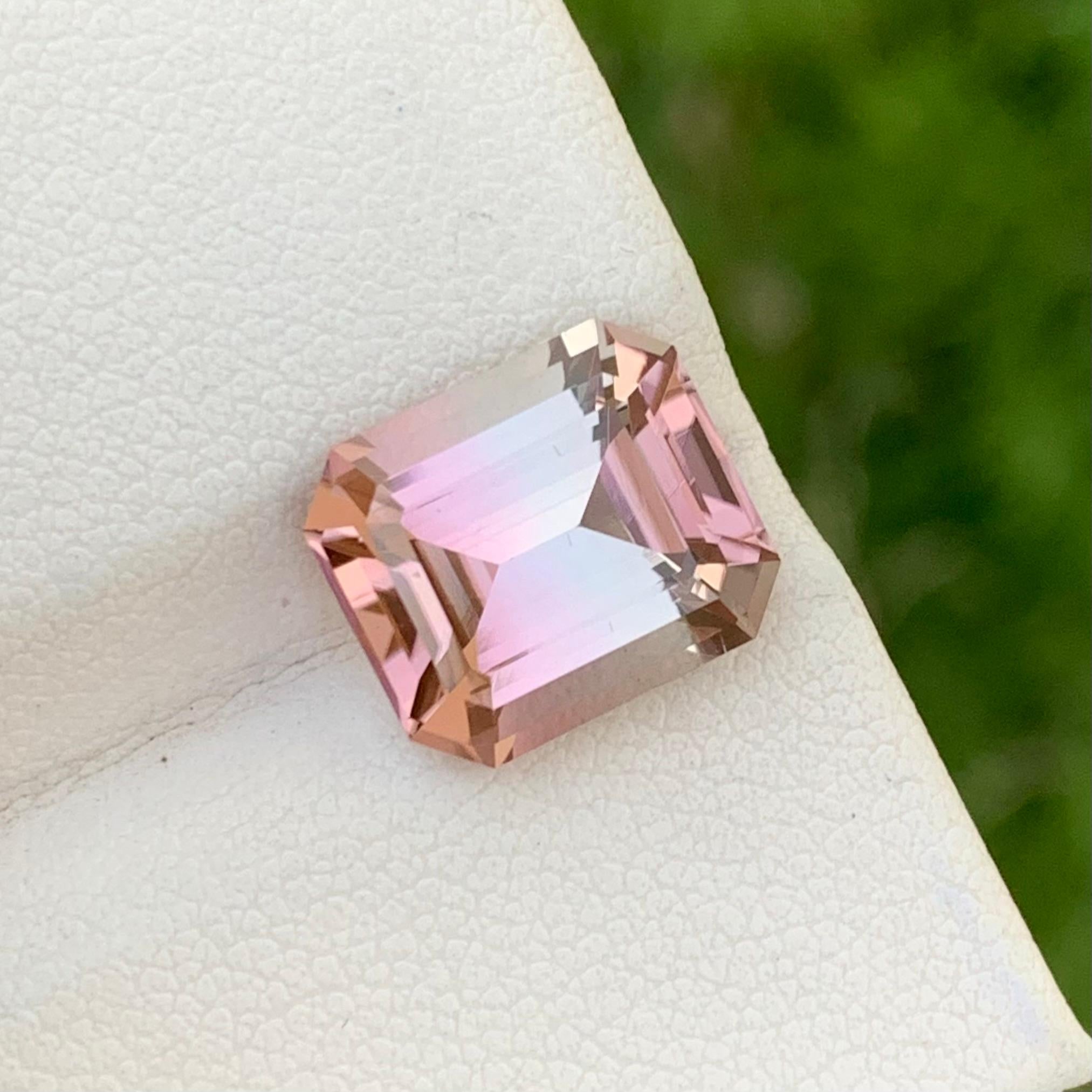 6.10 Carats Natural Pink Bicolor Loose Tourmaline Emerald Shape Ring Gemstone  For Sale 11