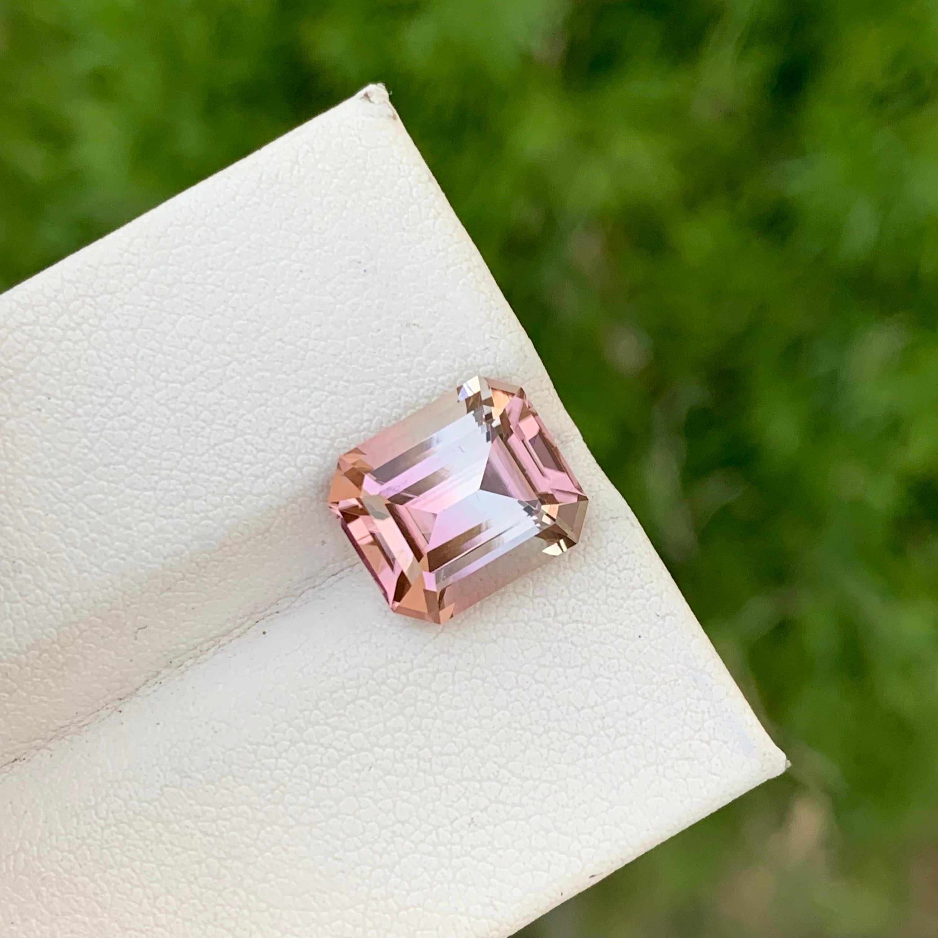 6.10 Carats Natural Pink Bicolor Loose Tourmaline Emerald Shape Ring Gemstone  For Sale 12
