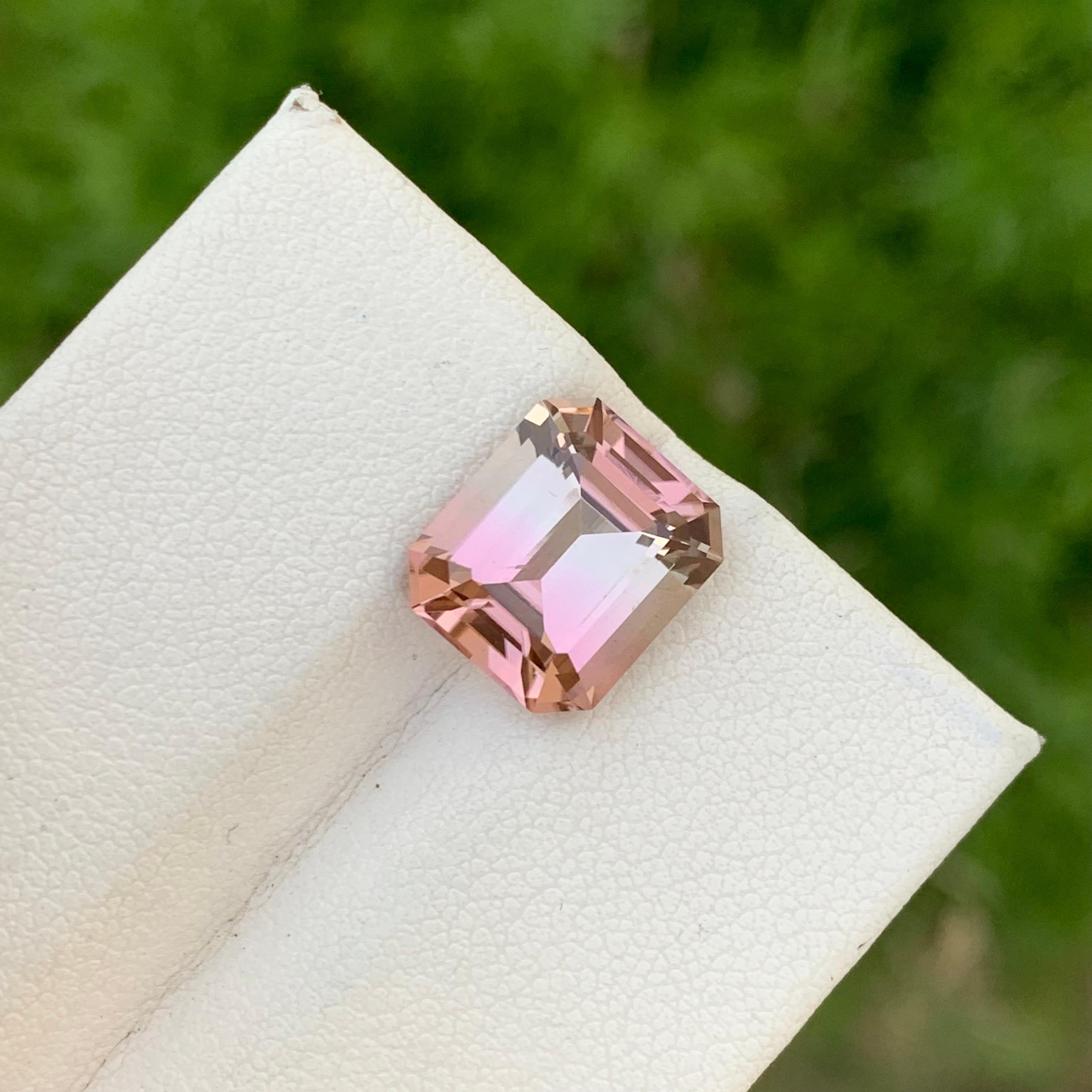 6.10 Carats Natural Pink Bicolor Loose Tourmaline Emerald Shape Ring Gemstone  For Sale 13