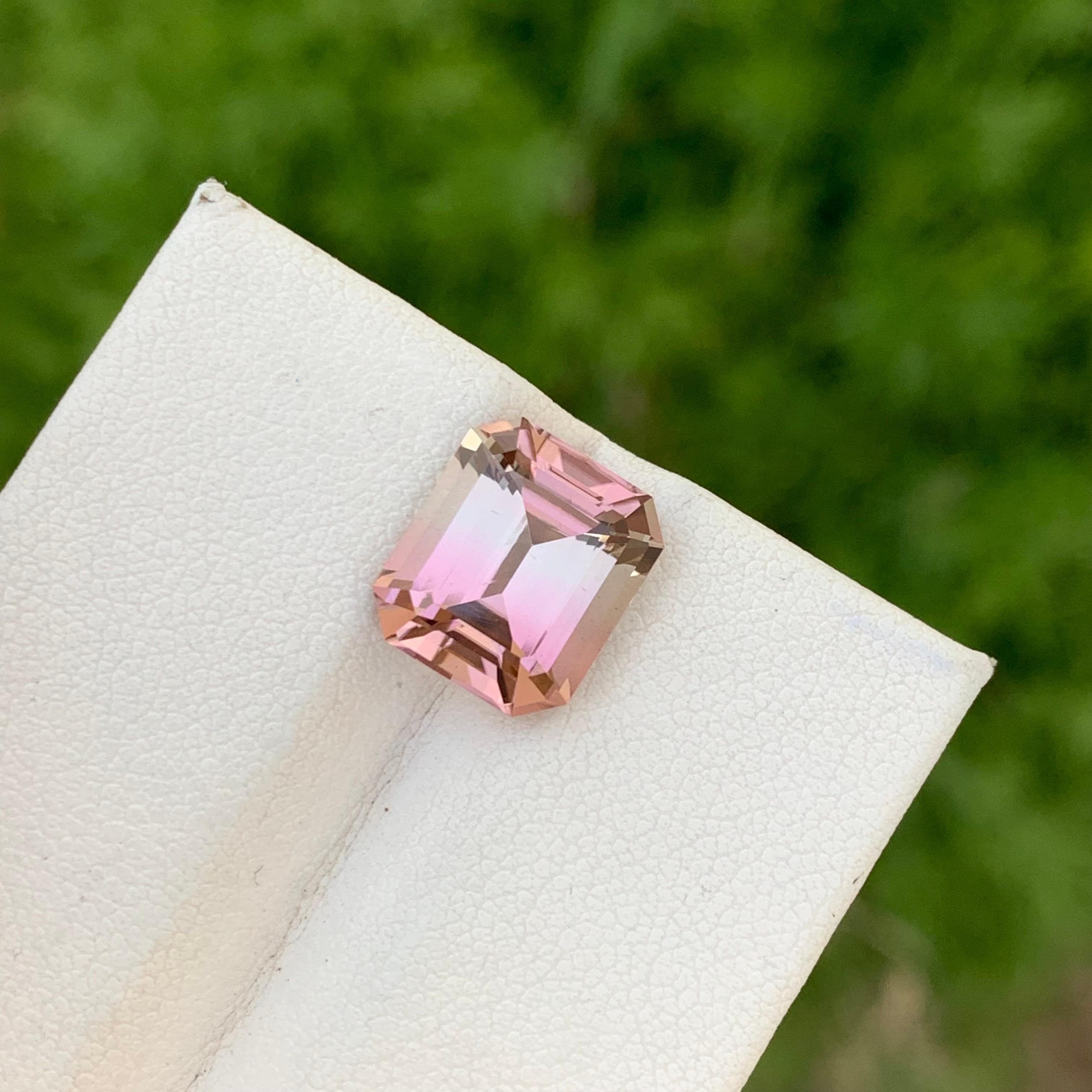 6.10 Carats Natural Pink Bicolor Loose Tourmaline Emerald Shape Ring Gemstone  For Sale 14