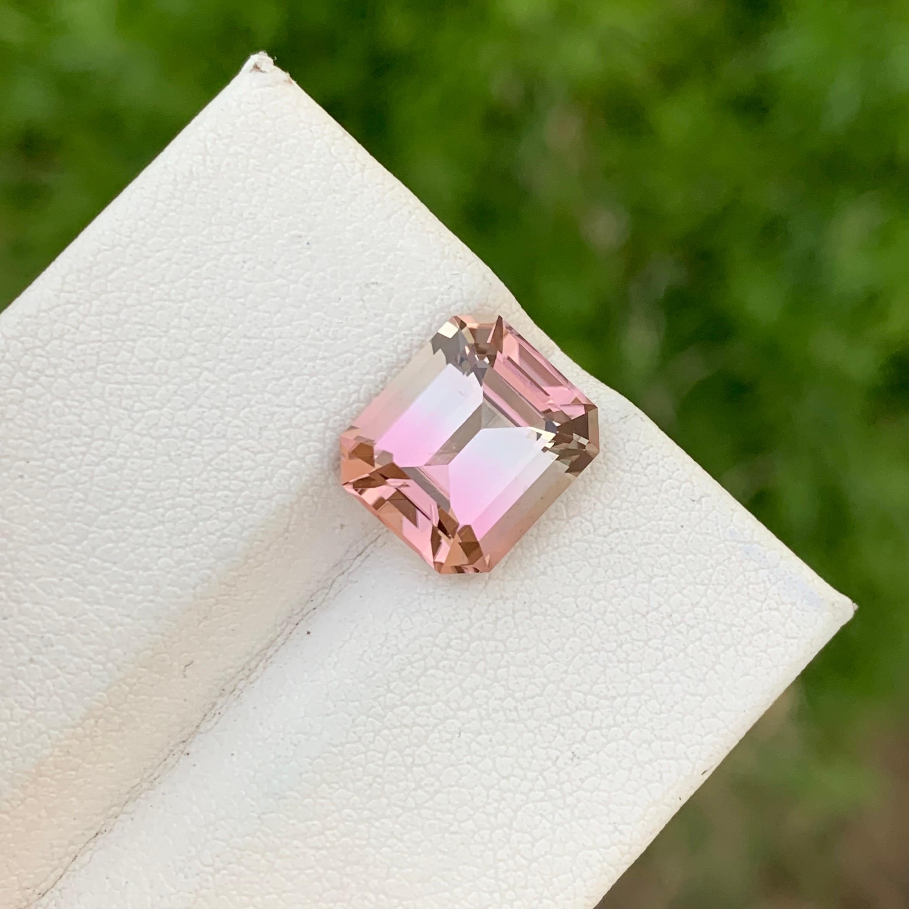 6.10 Carats Natural Pink Bicolor Loose Tourmaline Emerald Shape Ring Gemstone  For Sale 2