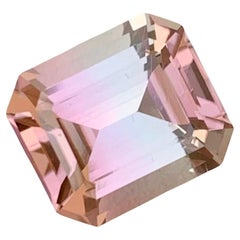6.10 Carats Natural Pink Bicolor Loose Tourmaline Emerald Shape Ring Gemstone 