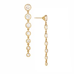 6.10 Carats Total Weight Diamond Graduated Earrings in 18 Karat Yellow Gold
