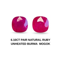 6.10 Ct Pair No heated Burma Ruby Mogok mine
