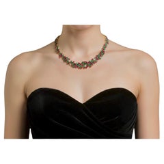61.00 Carat Ruby, Emerald, Diamond One of a Kind Necklace 18K Gold
