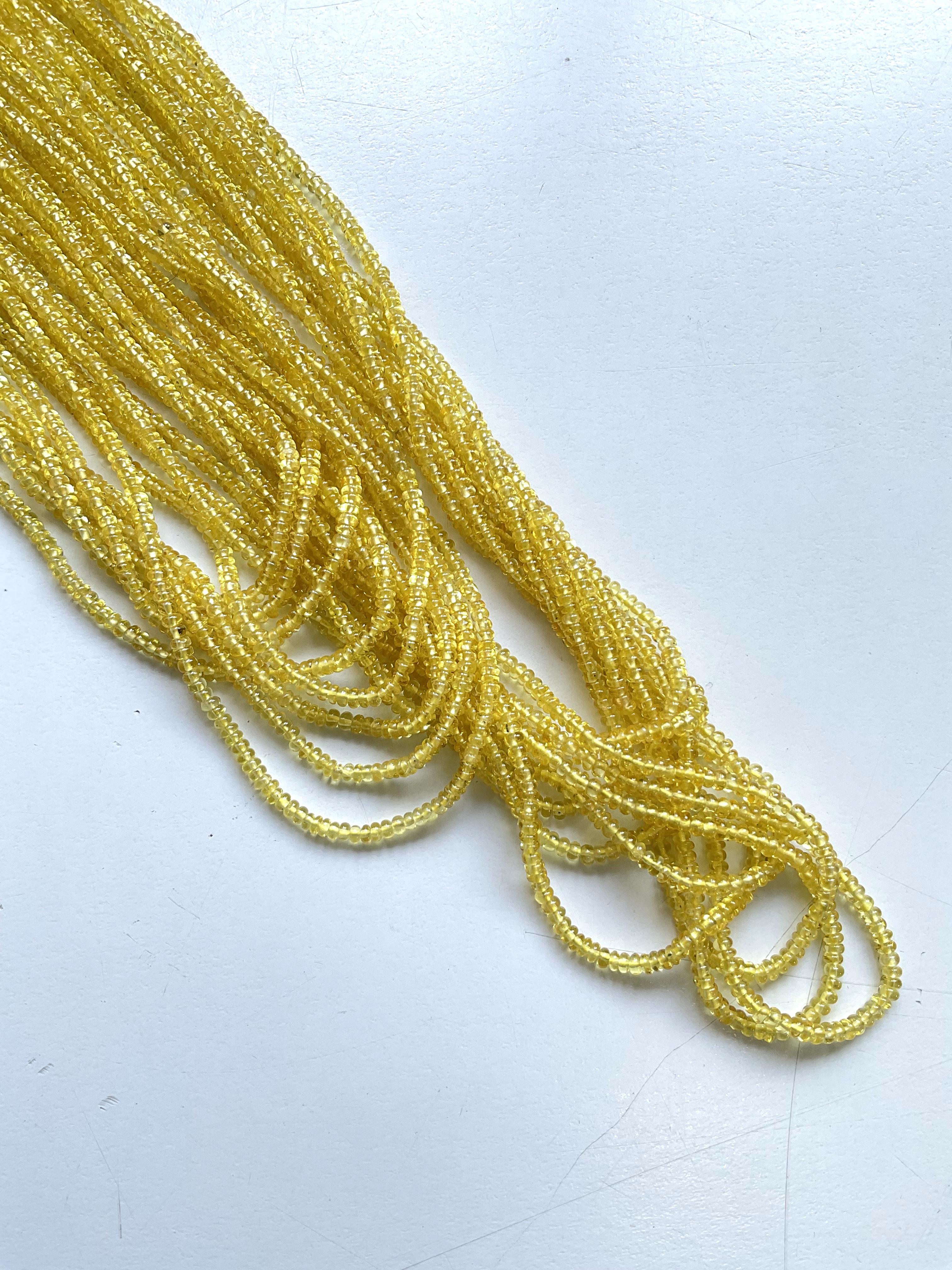 Art Deco 610.00 Carats Yellow Sapphire heated beads top quality Natural Gemstone Necklace For Sale