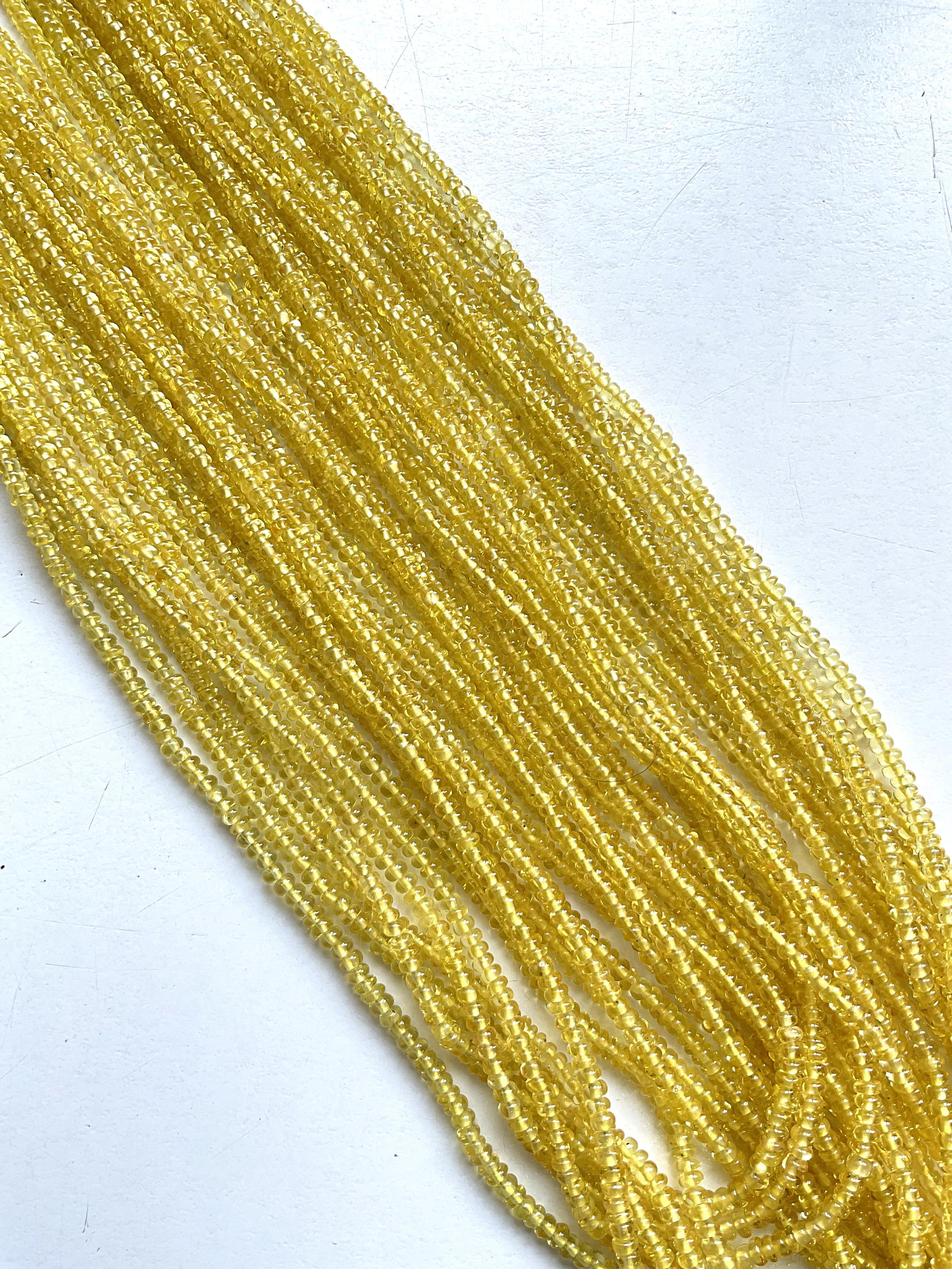 610.00 Carats Yellow Sapphire heated beads top quality Natural Gemstone Necklace In New Condition For Sale In Jaipur, RJ